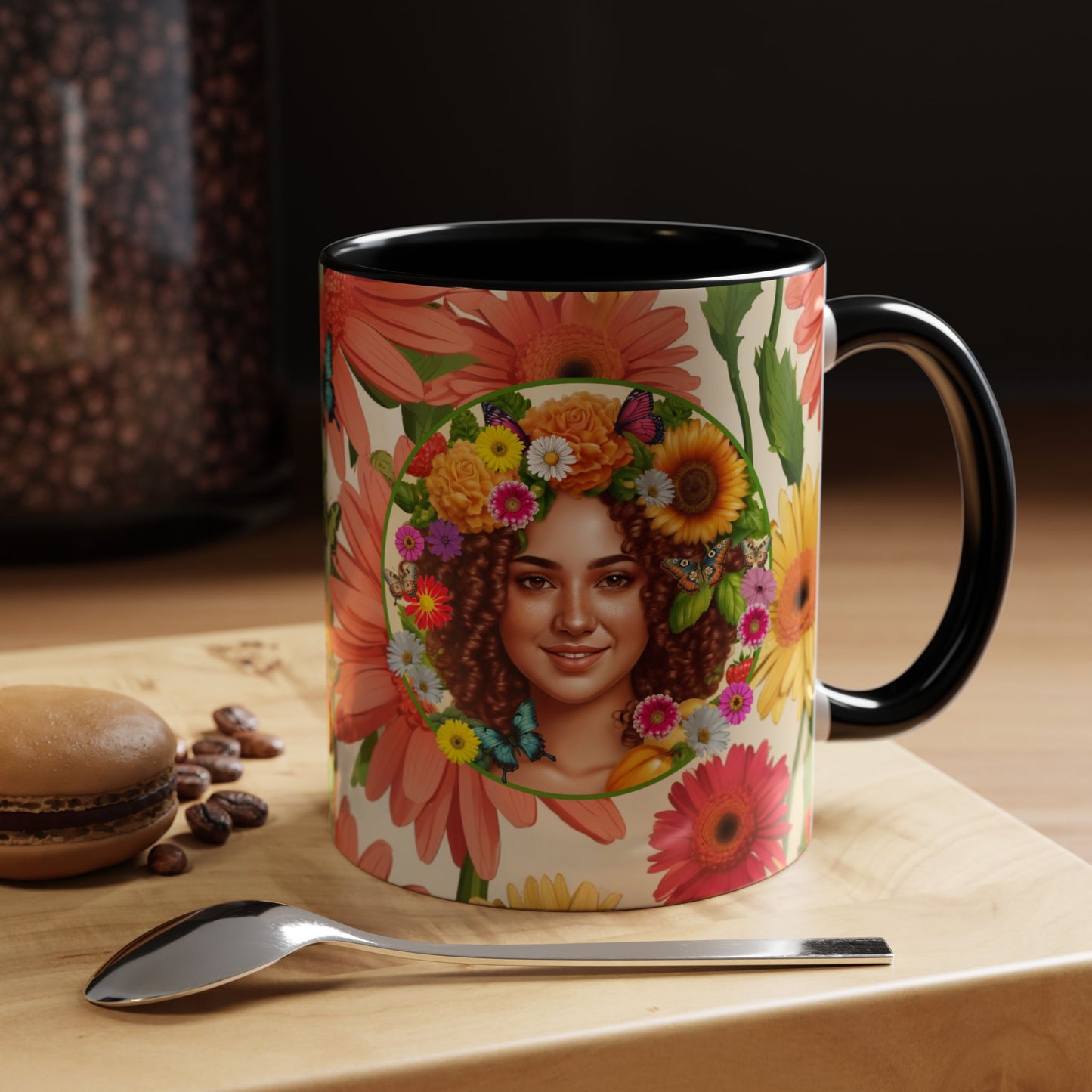 100% Organic Daisy Joy2 Plant Garden Vegan Ceramic Plant Mug Double Sided (11oz) 8 Color Combos