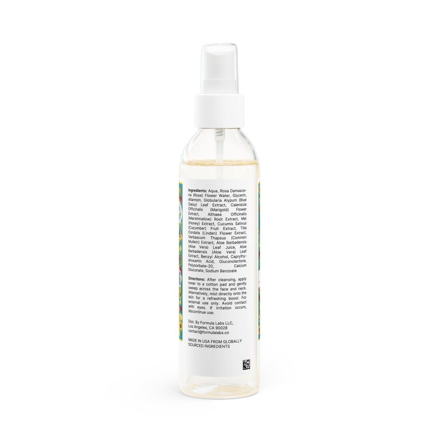 Rose Cucumber Marshmallow Root Botanicals Facial Toner (Sensitive Skin & Fragrance-free) with Honey, Aloe, Allantoin, Mullein, Marigolds & Blue Daisies (6oz)