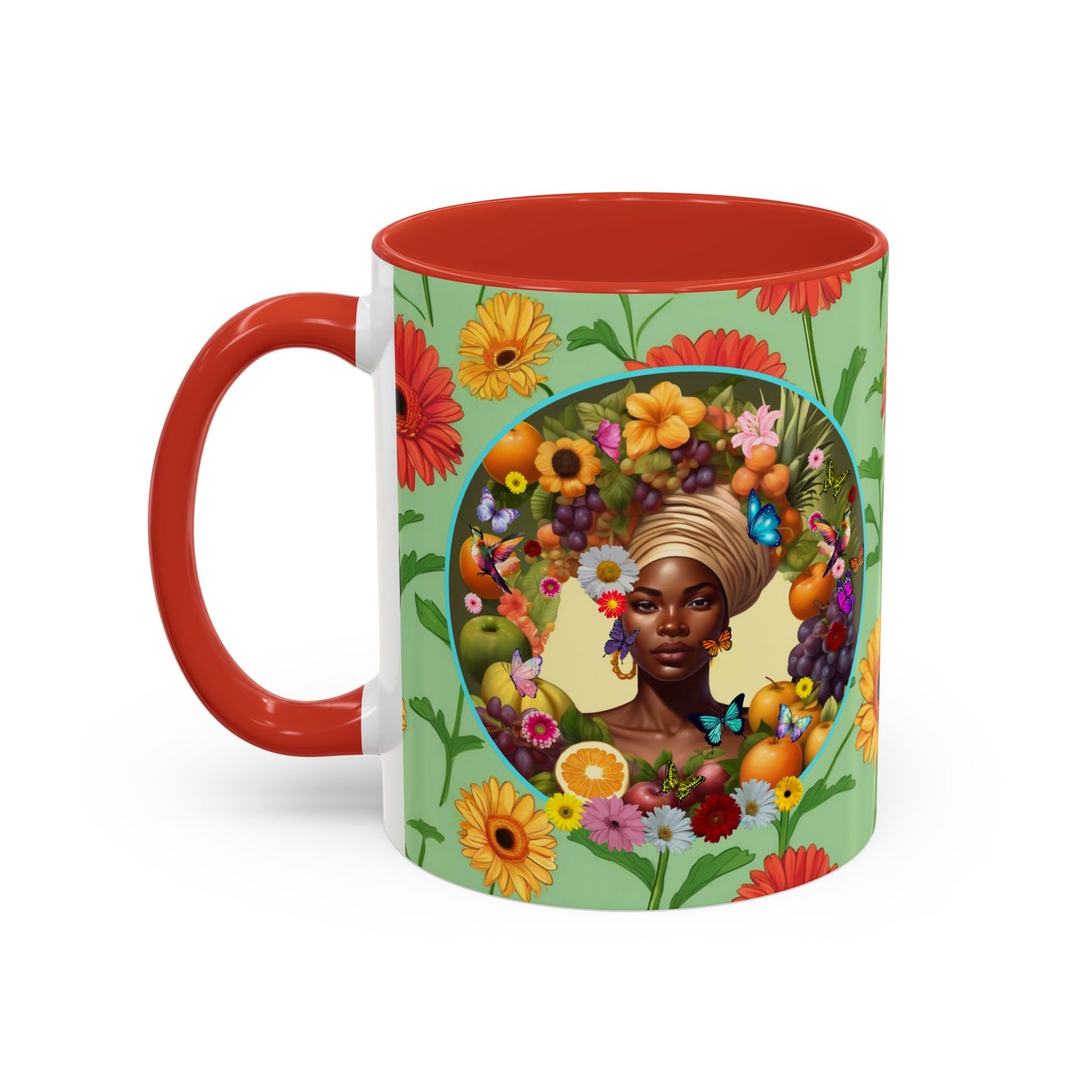 100% Organic Daisy Joy3 Plant Garden Vegan Ceramic Plant Mug, Black Woman Double Sided (11oz) 8 Color Combos