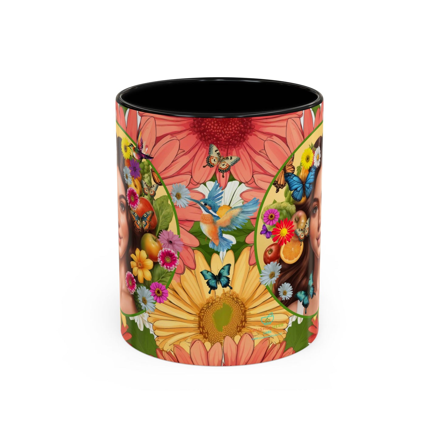 100% Organic Gerber Joy3 Plant Garden Vegan Ceramic Plant Mug with Woman (11oz) 8 Color Combos