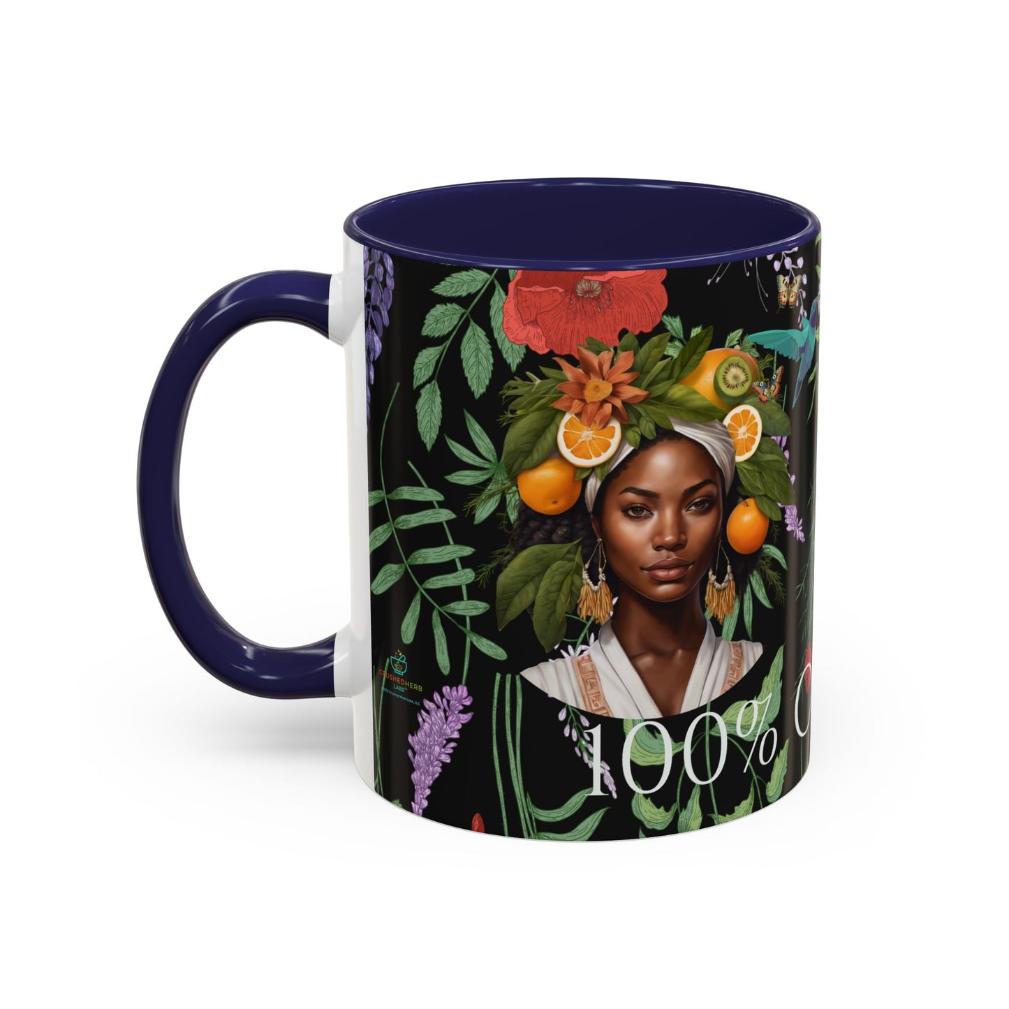 100% Organic Black Jungle Plant Garden Vegan Ceramic Plant Mug with (11oz) 8 Color Combos Double-Side Design