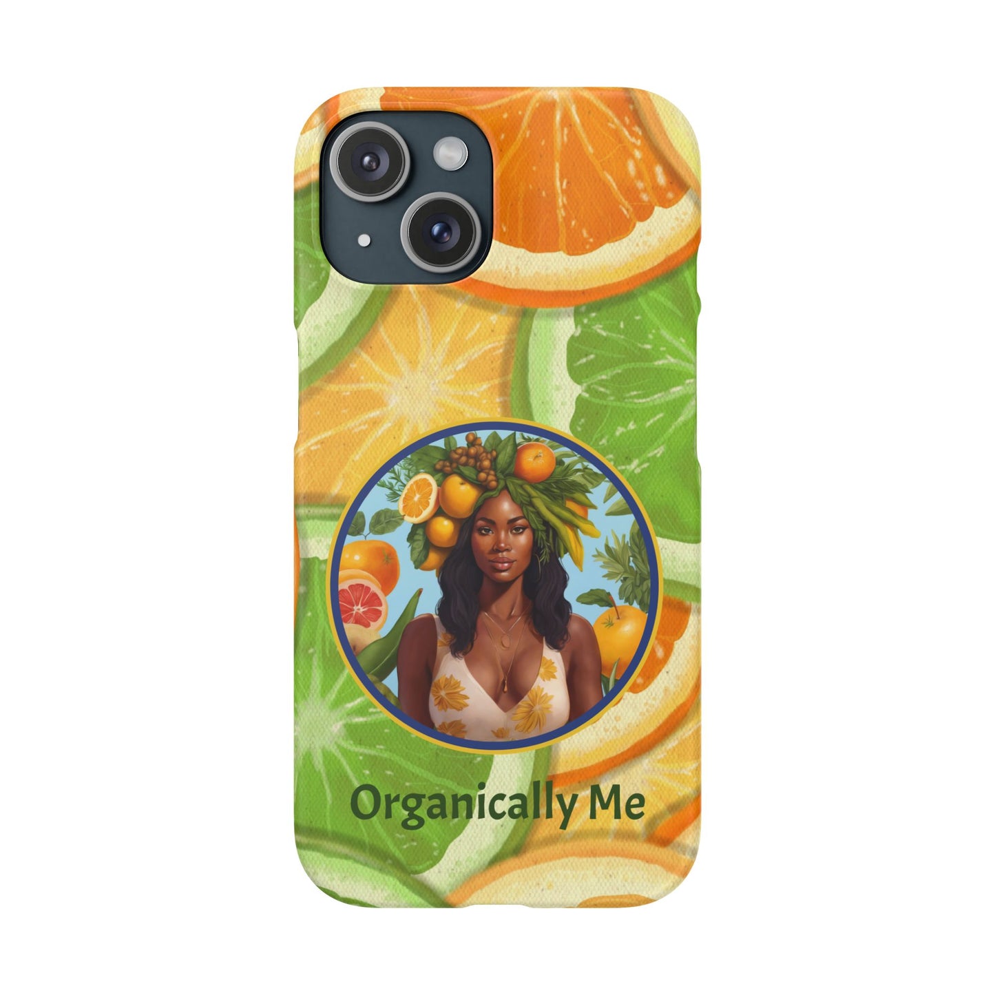 Organically Me Citrus Fruits Garden Snap Phone Case with Black Woman, Veggie Chic for Androids and iPhone models