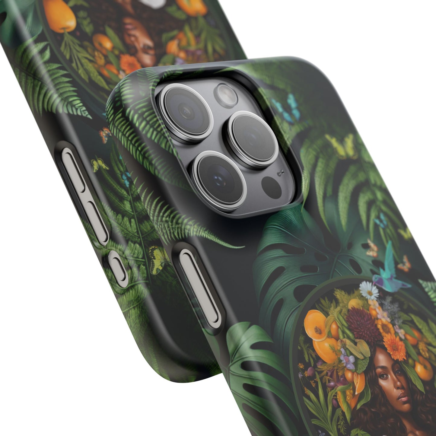100% Organic A Fern Monstera Plant Garden Snap Phone Case with Black Woman, for iPhone and Android Models