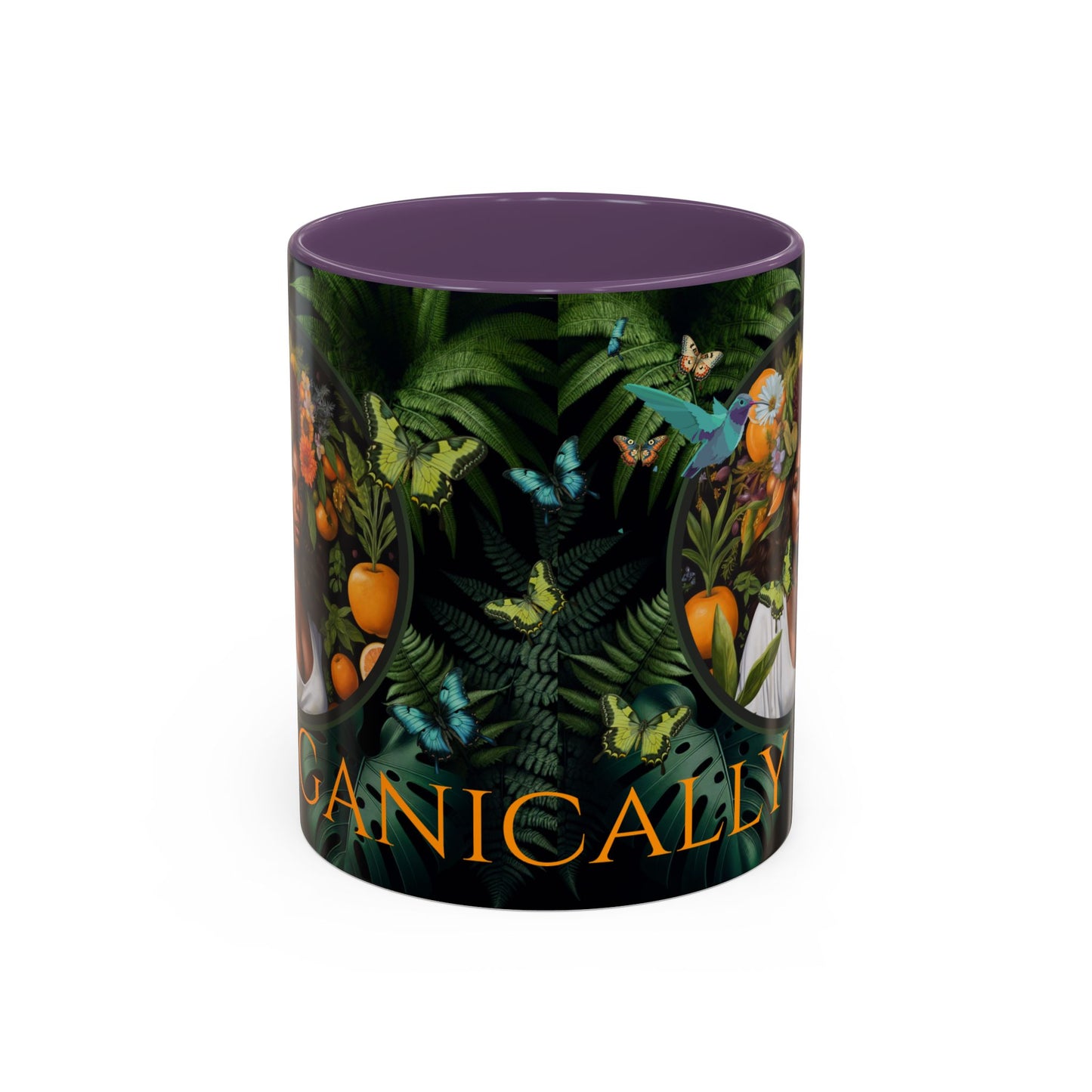 100% Organic A Fern Monstera Plant Garden Vegan Ceramic Plant Mug with Black woman (11oz) 8 Color Combos