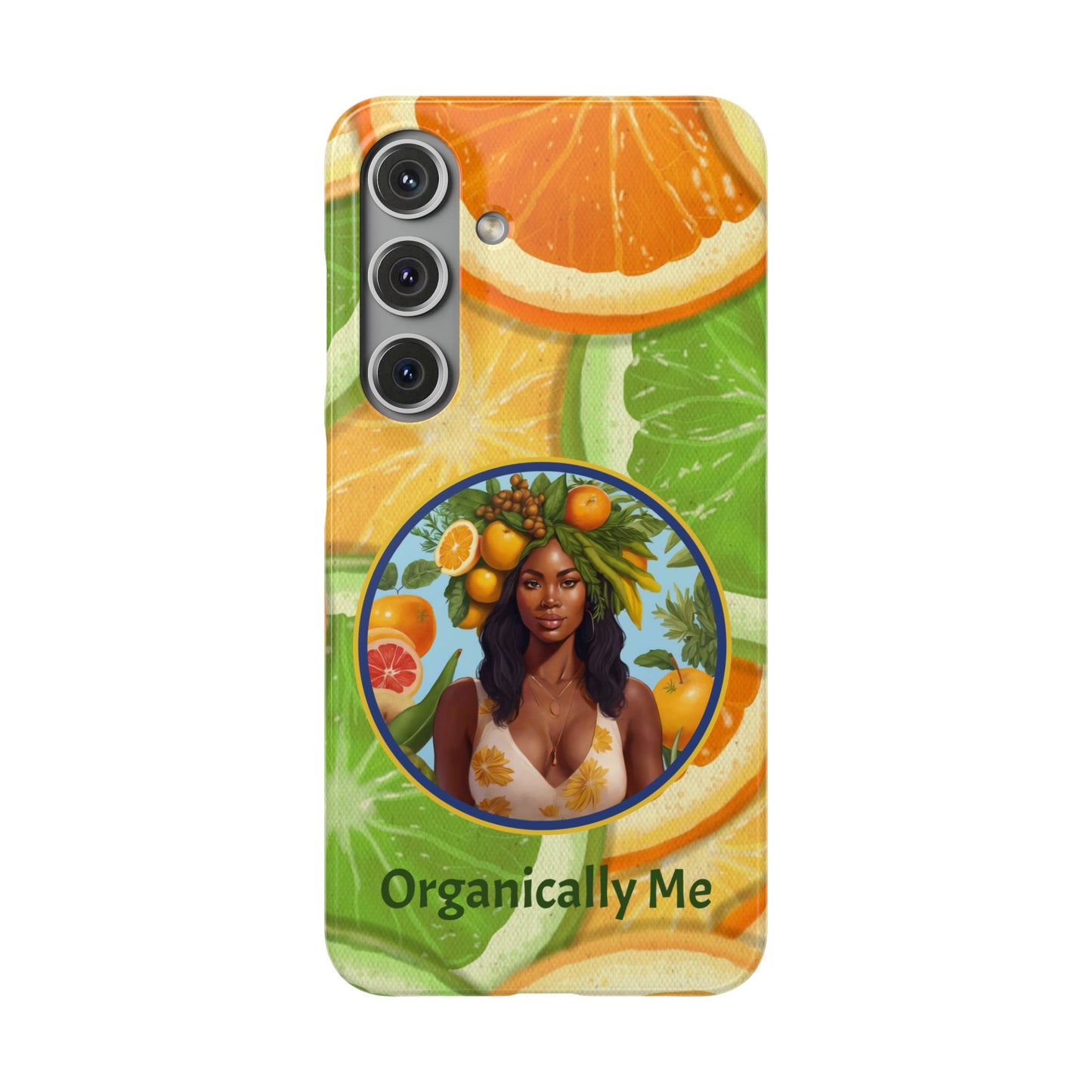 Organically Me Citrus Fruits Garden Snap Phone Case with Black Woman, Veggie Chic for Androids and iPhone models