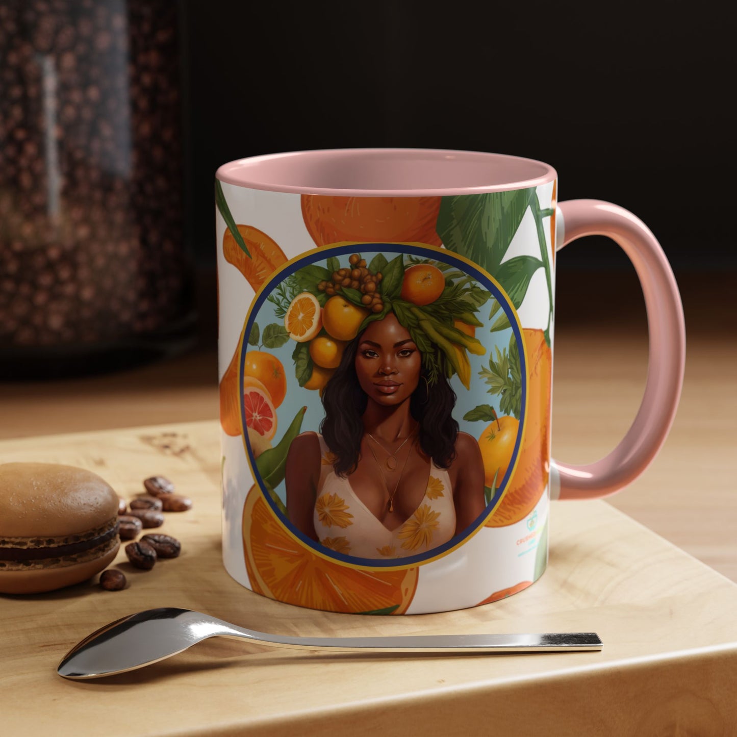 100% Organic Orange Plant Garden Vegan Ceramic Plant Mug with Black woman (11oz) 8 Color Combos