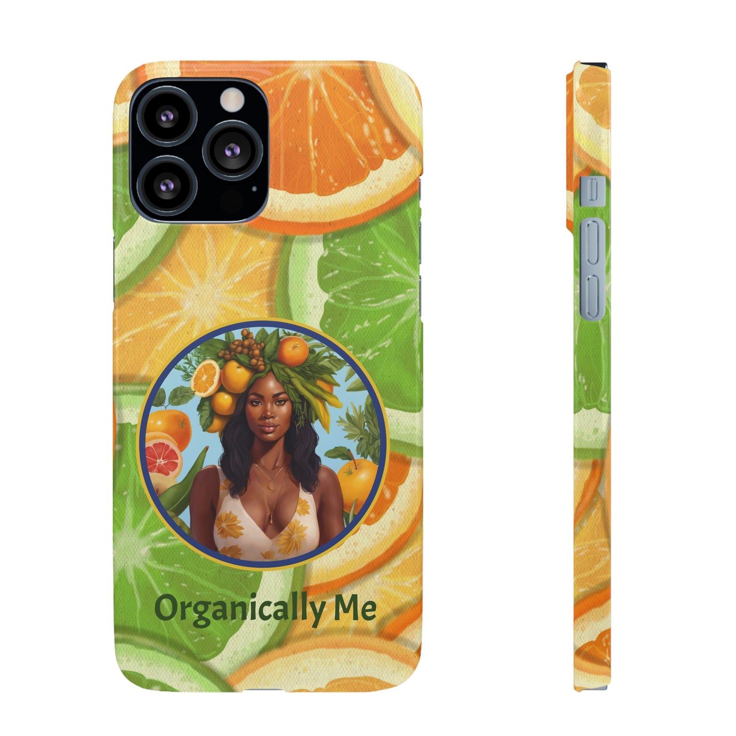 Organically Me Citrus Fruits Garden Snap Phone Case with Black Woman, Veggie Chic for Androids and iPhone models