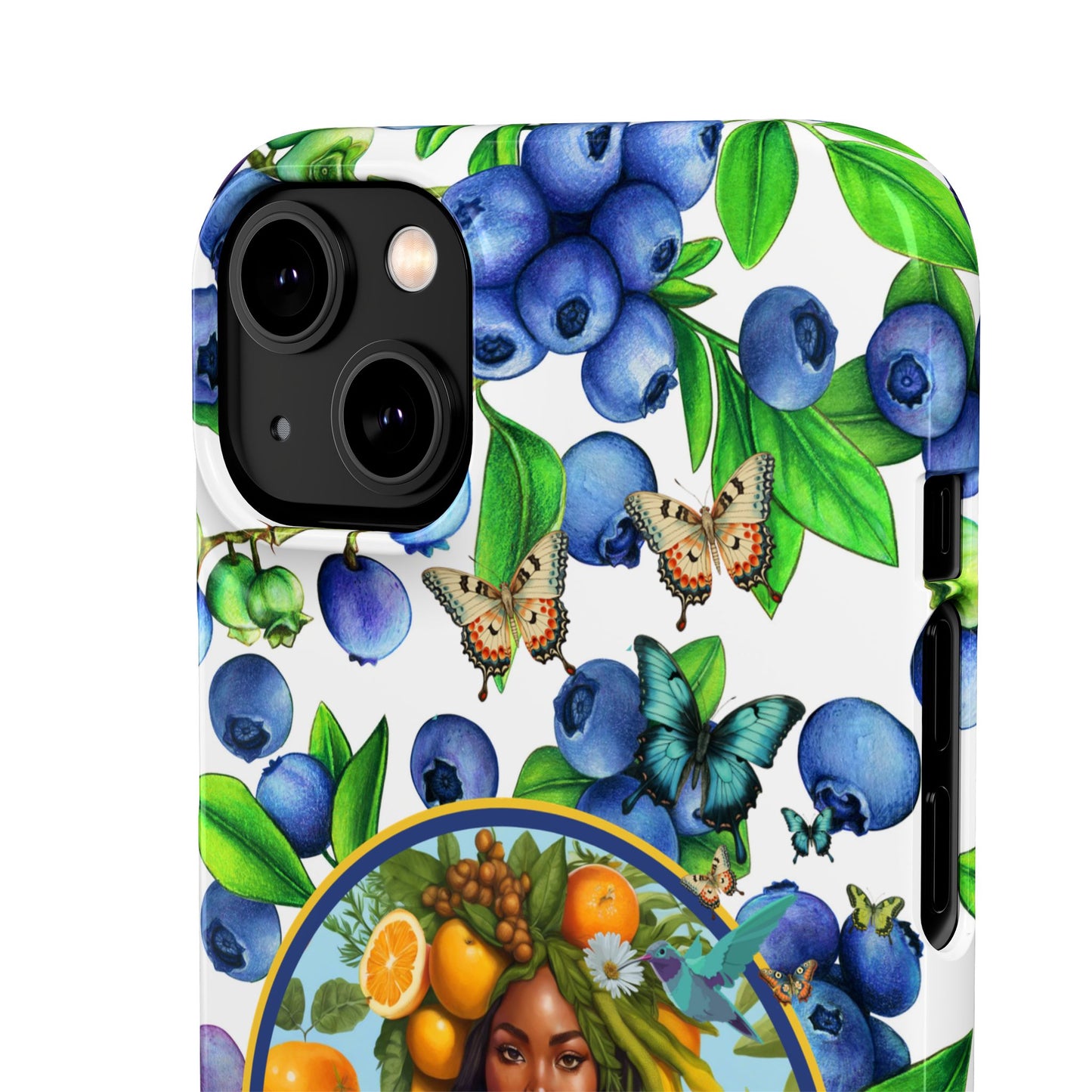 Organically Me Blueberry Plant B Garden Snap Phone Case with Black Woman, for iPhone and Android