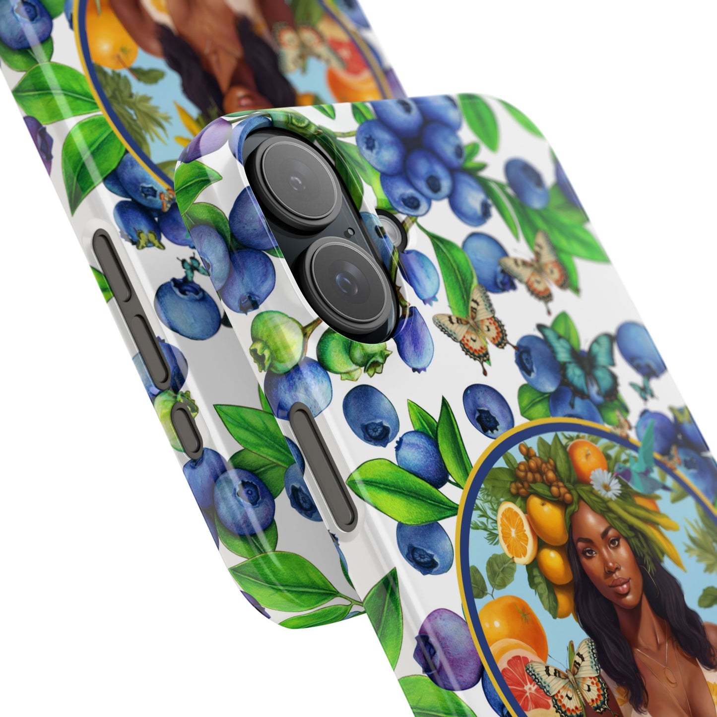 Organically Me Blueberry Plant B Garden Snap Phone Case with Black Woman, for iPhone and Android