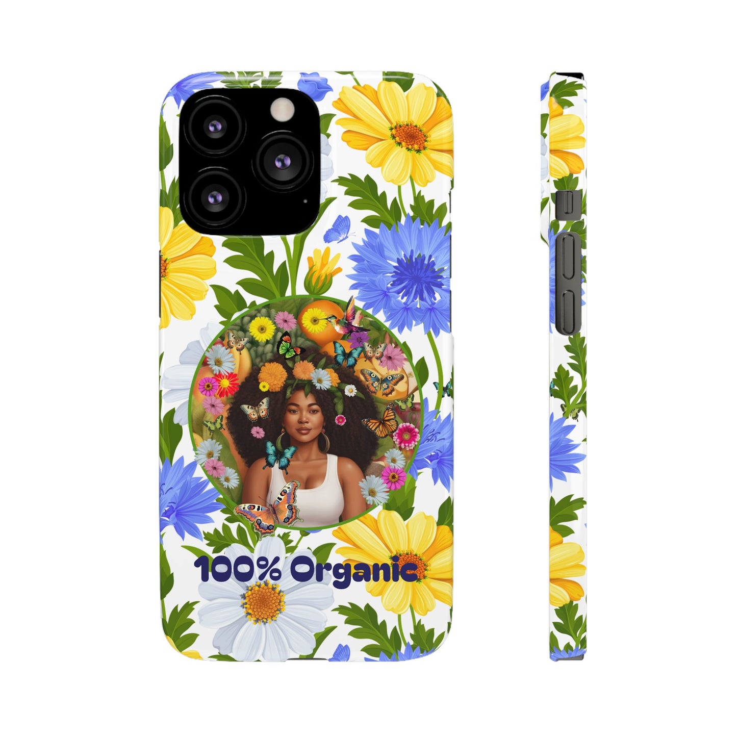 100% Organic Purple Plant Garden Snap Phone Case with Black Woman, for iPhone and Android