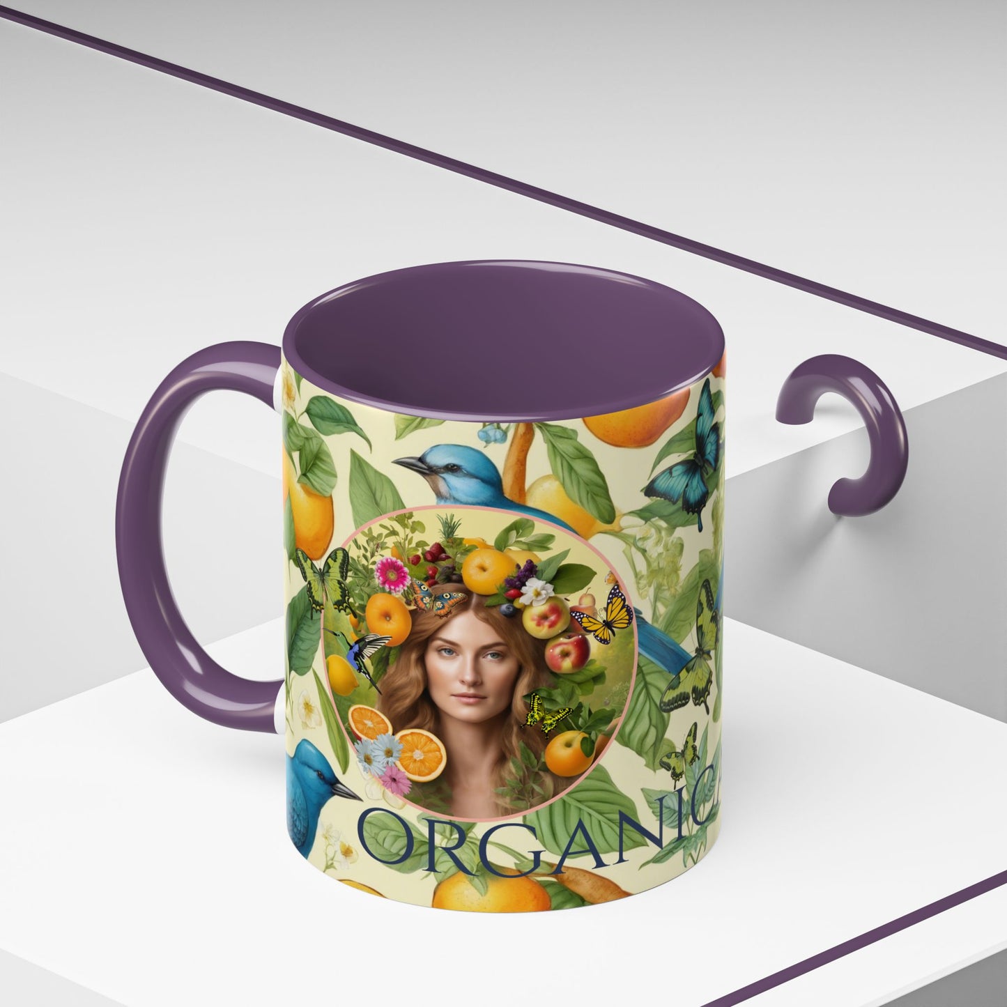 Organically Me A Lemon Bluebird Leda Plant Garden Vegan Ceramic Plant Mug with Black woman (11oz) 8 Color Combos