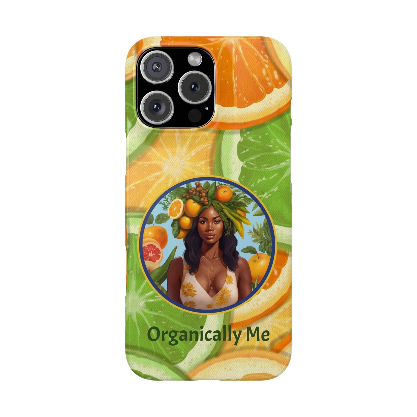 Organically Me Citrus Fruits Garden Snap Phone Case with Black Woman, Veggie Chic for Androids and iPhone models