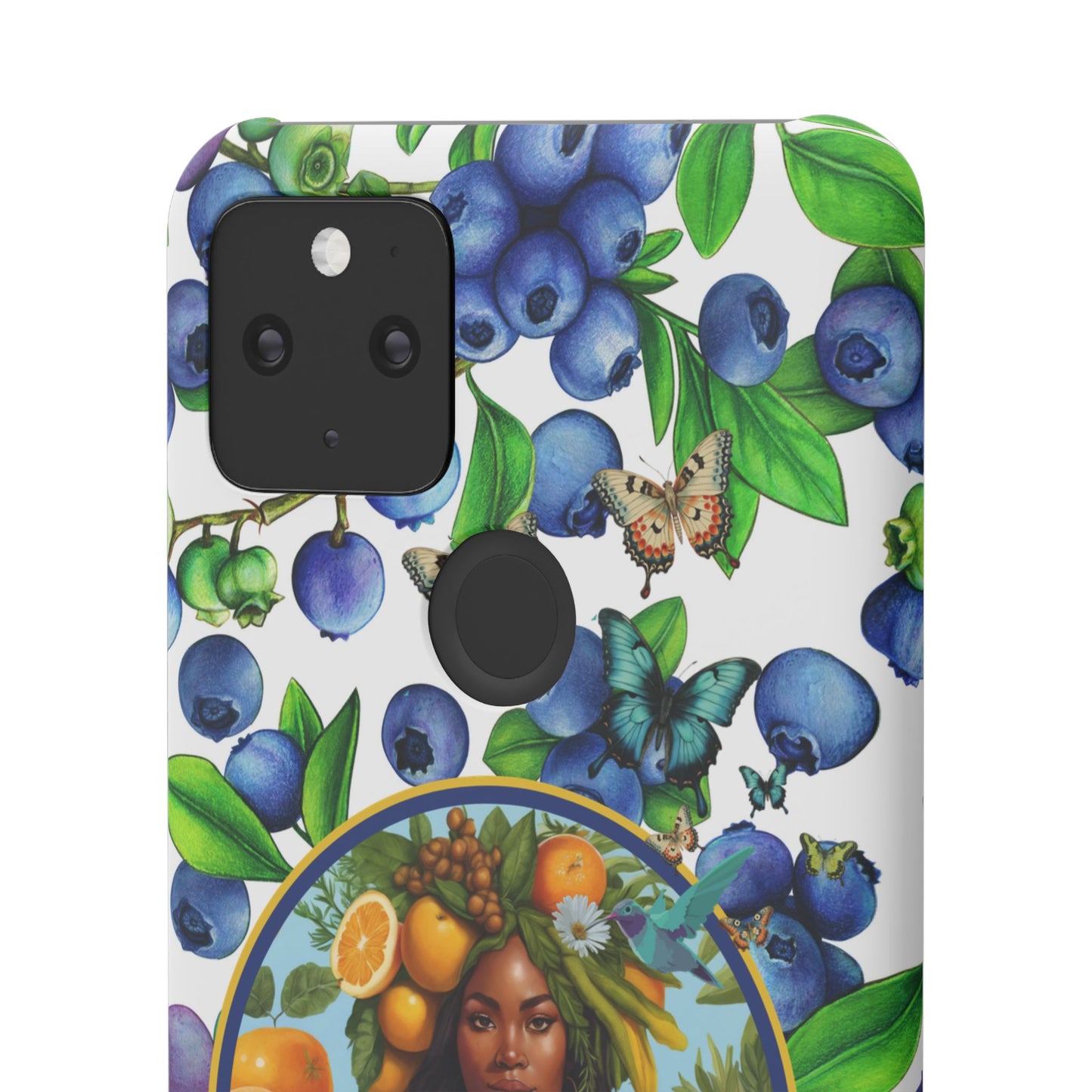 Organically Me Blueberry Plant B Garden Snap Phone Case with Black Woman, for iPhone and Android