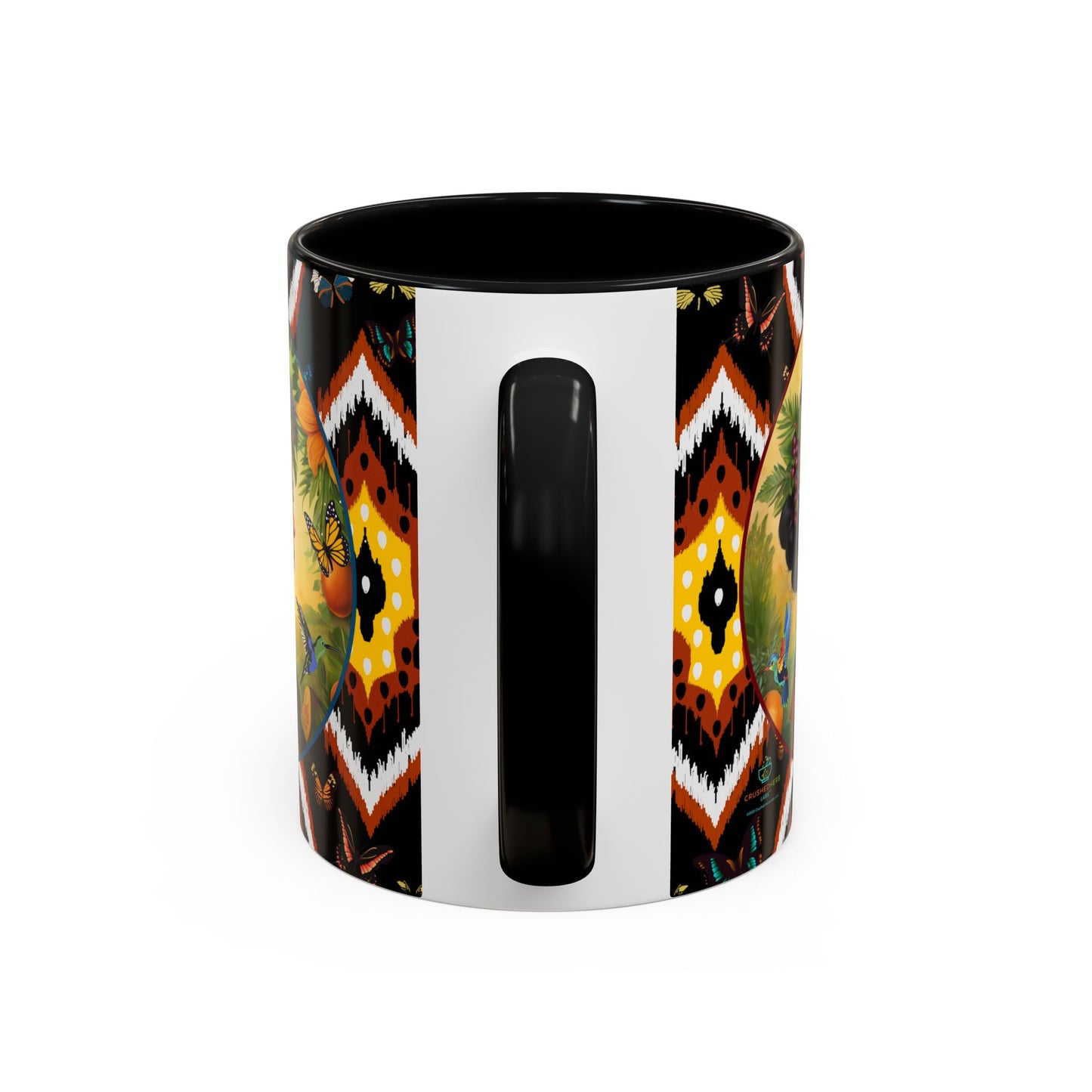 Organically Me A Tribal Butterfly Plant Garden Vegan Ceramic Plant Mug with Black woman (11oz) 8 Color Combos