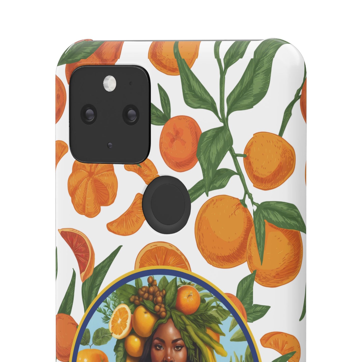 100% Organic Orange Plant Garden Snap Phone Case with Black Woman, Veggie Chic for Androids and iPhone models
