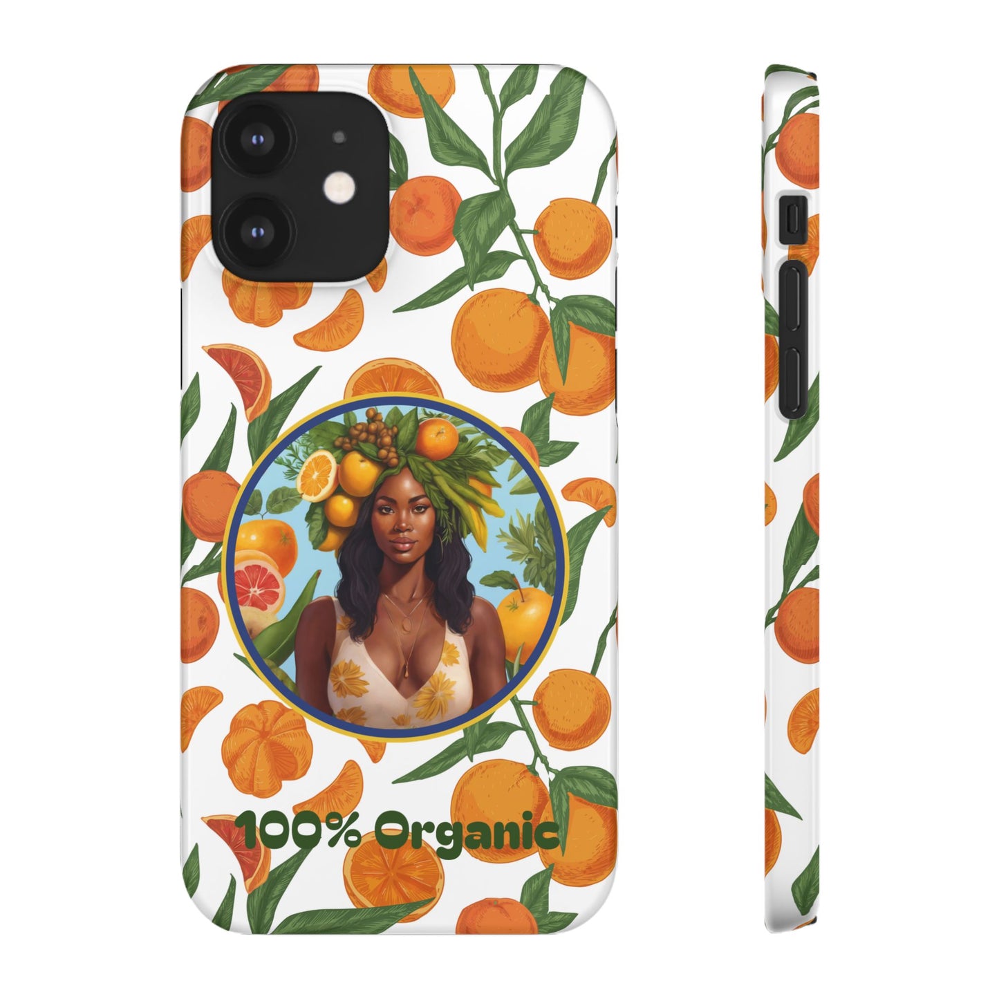 100% Organic Orange Plant Garden Snap Phone Case with Black Woman, Veggie Chic for Androids and iPhone models