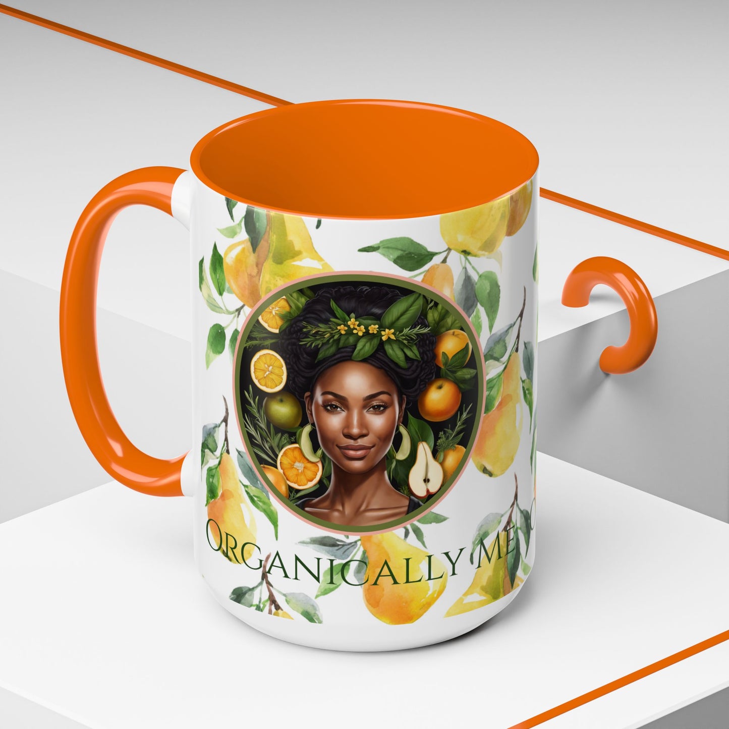 Organically Me Yellow Pear Plant Garden Vegan Ceramic Plant Mug with Black woman (11oz) 8 Color Combos