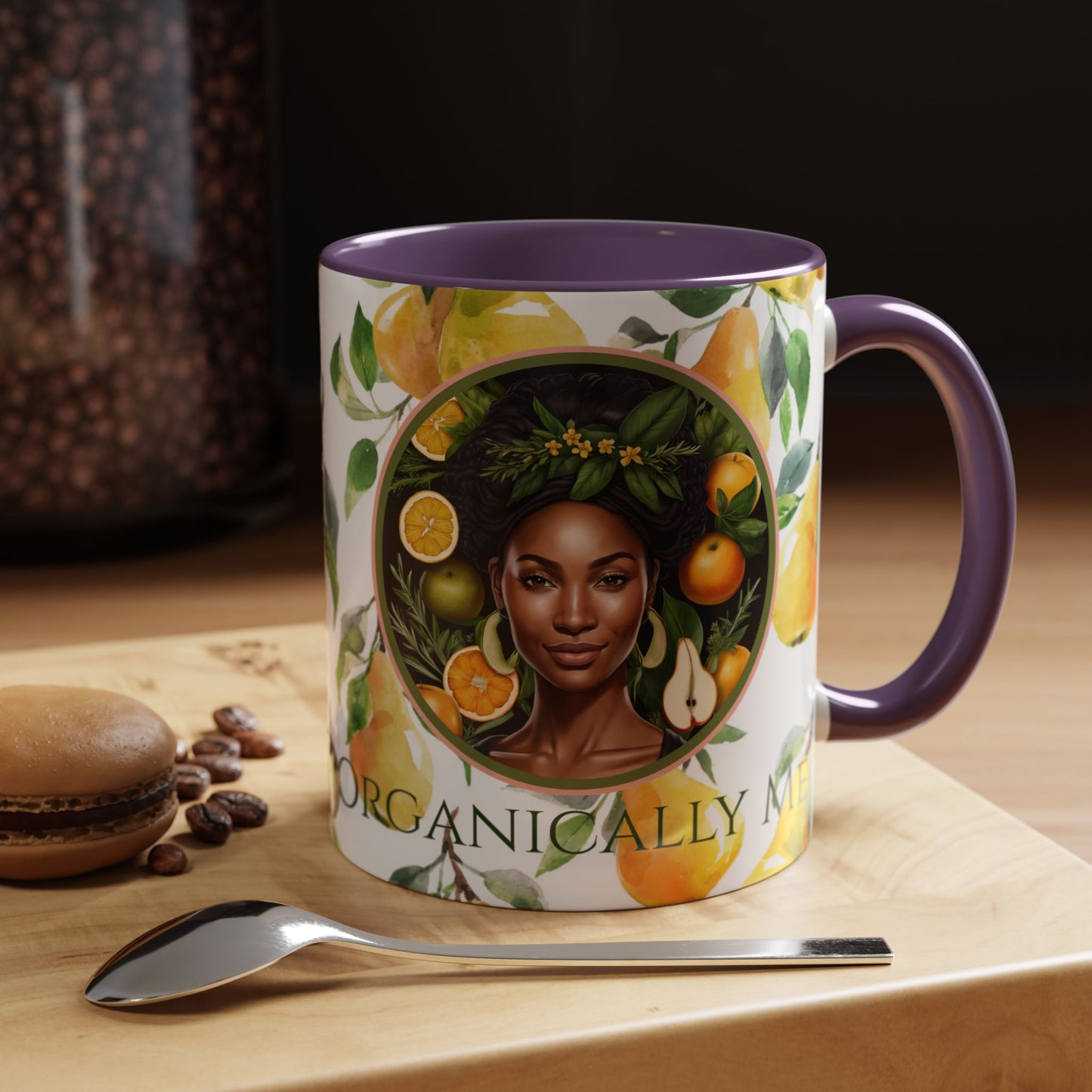 Organically Me Yellow Pear Plant Garden Vegan Ceramic Plant Mug with Black woman (11oz) 8 Color Combos