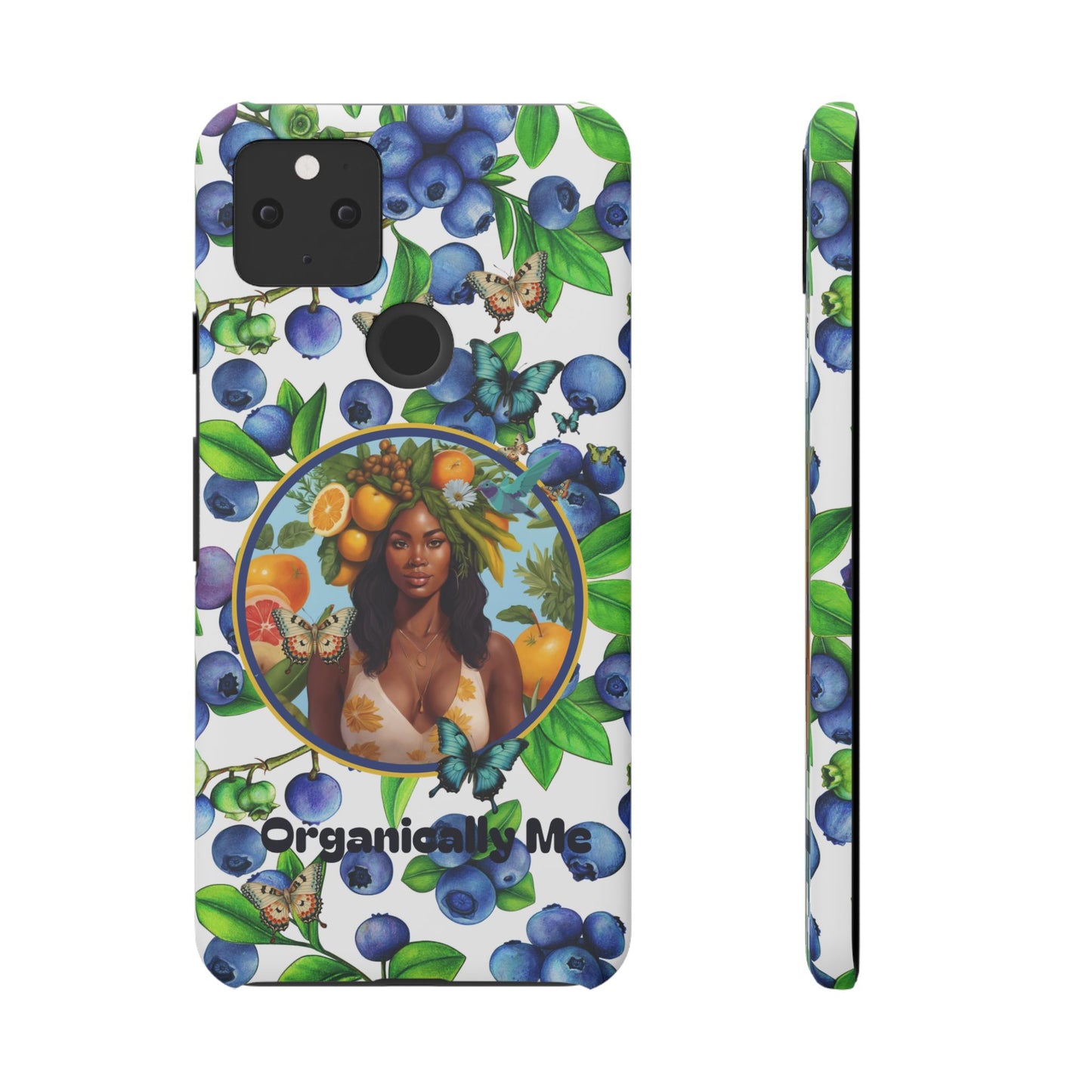 Organically Me Blueberry Plant B Garden Snap Phone Case with Black Woman, for iPhone and Android