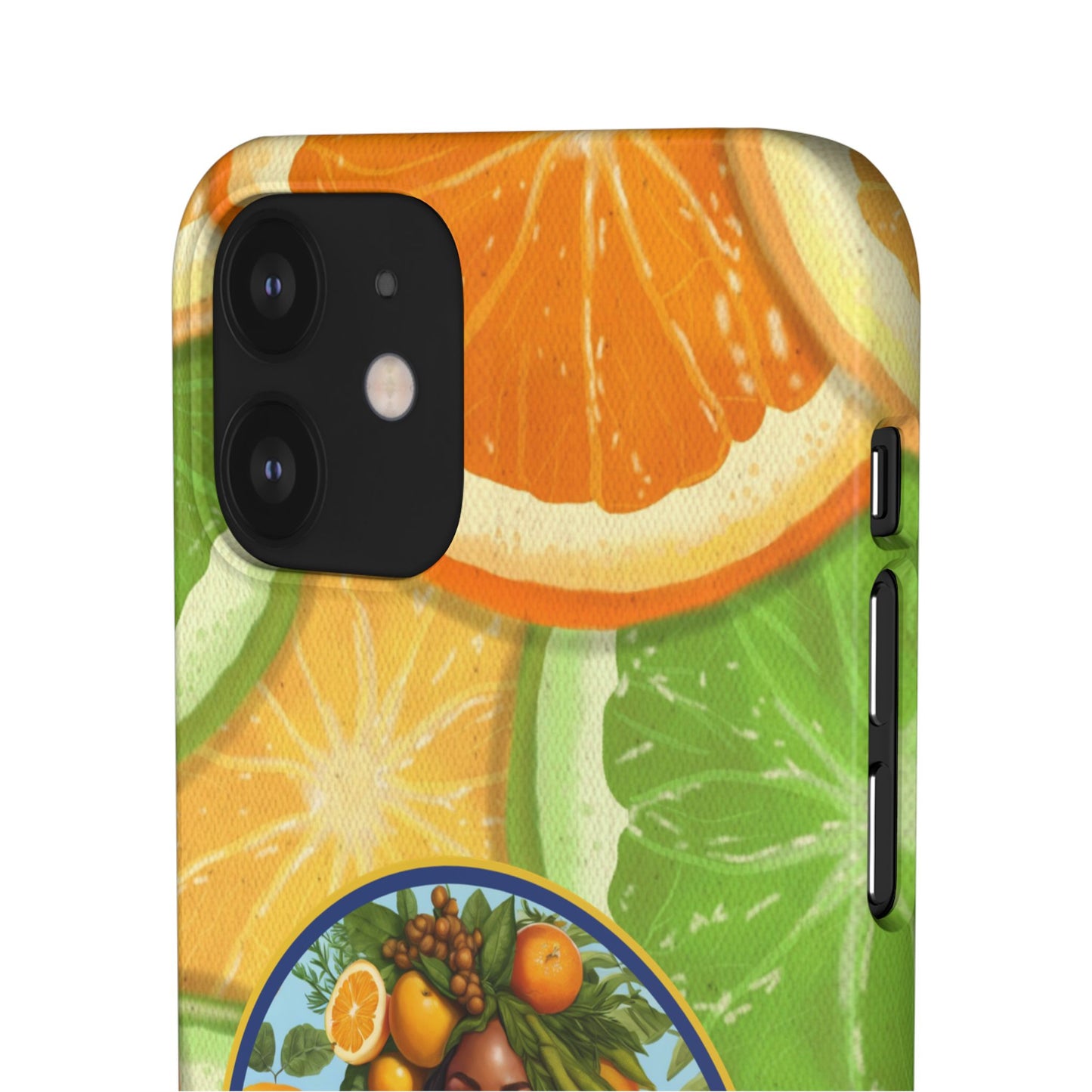 Organically Me Citrus Fruits Garden Snap Phone Case with Black Woman, Veggie Chic for Androids and iPhone models