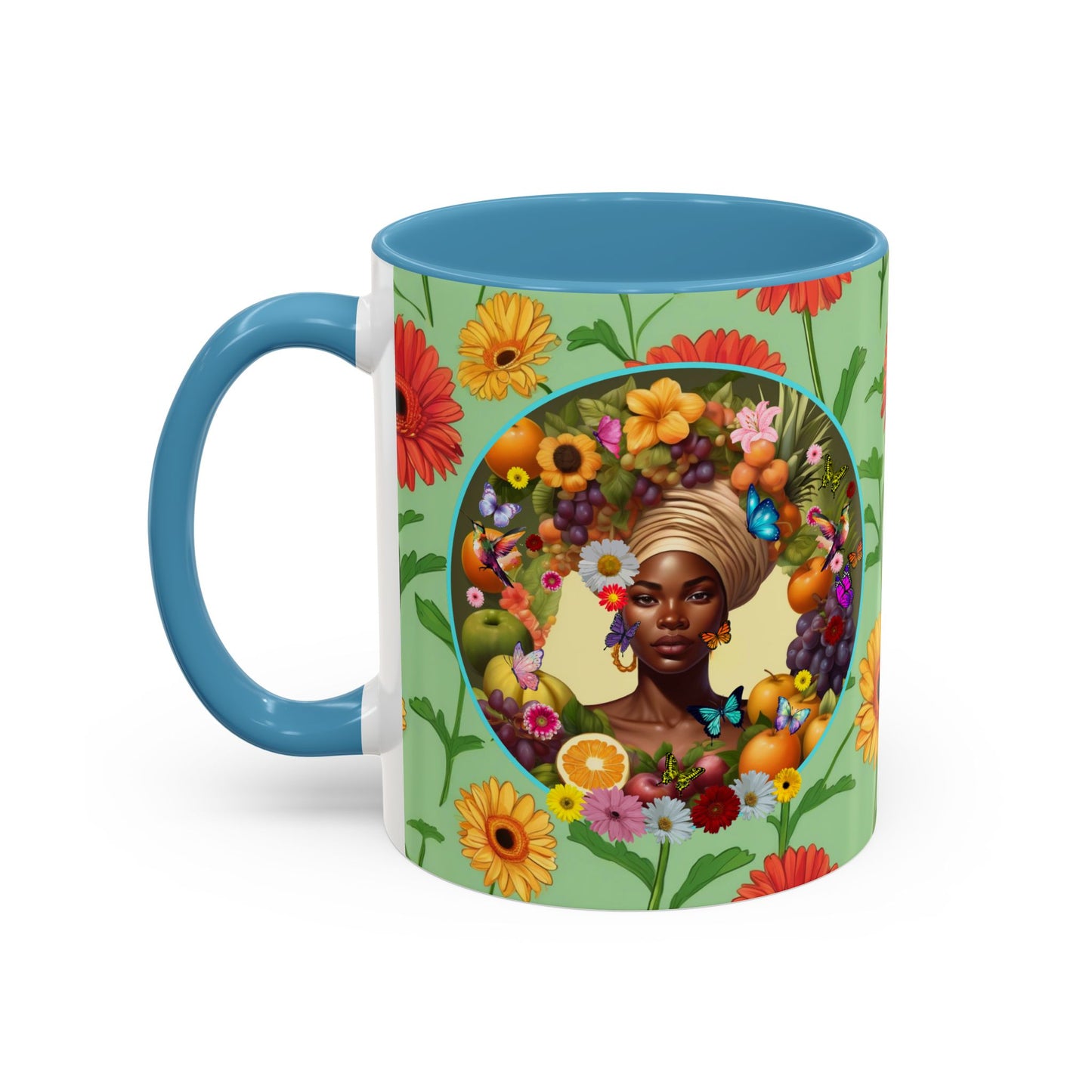 100% Organic Daisy Joy Plant Garden Vegan Ceramic Plant Mug, Black Woman Double Sided (11oz) 8 Color Combos
