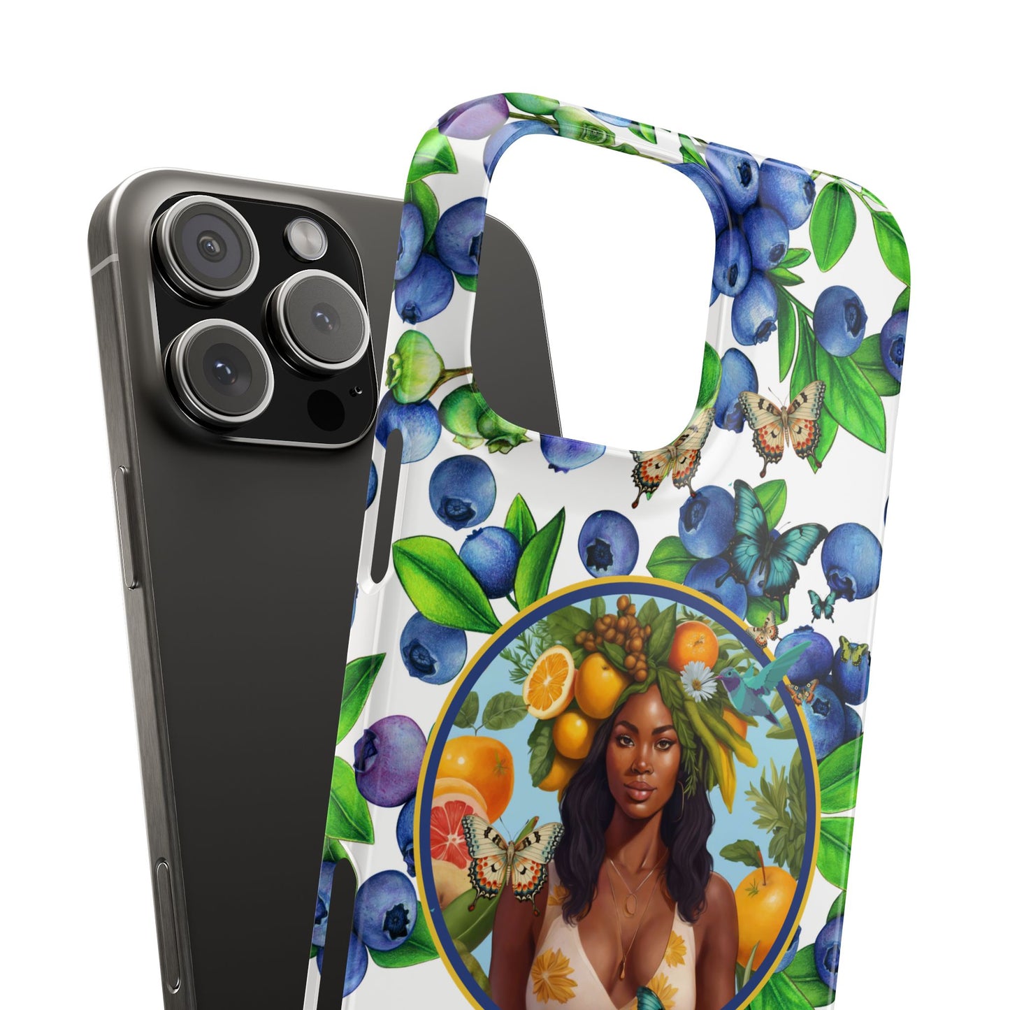 Organically Me Blueberry Plant B Garden Snap Phone Case with Black Woman, for iPhone and Android