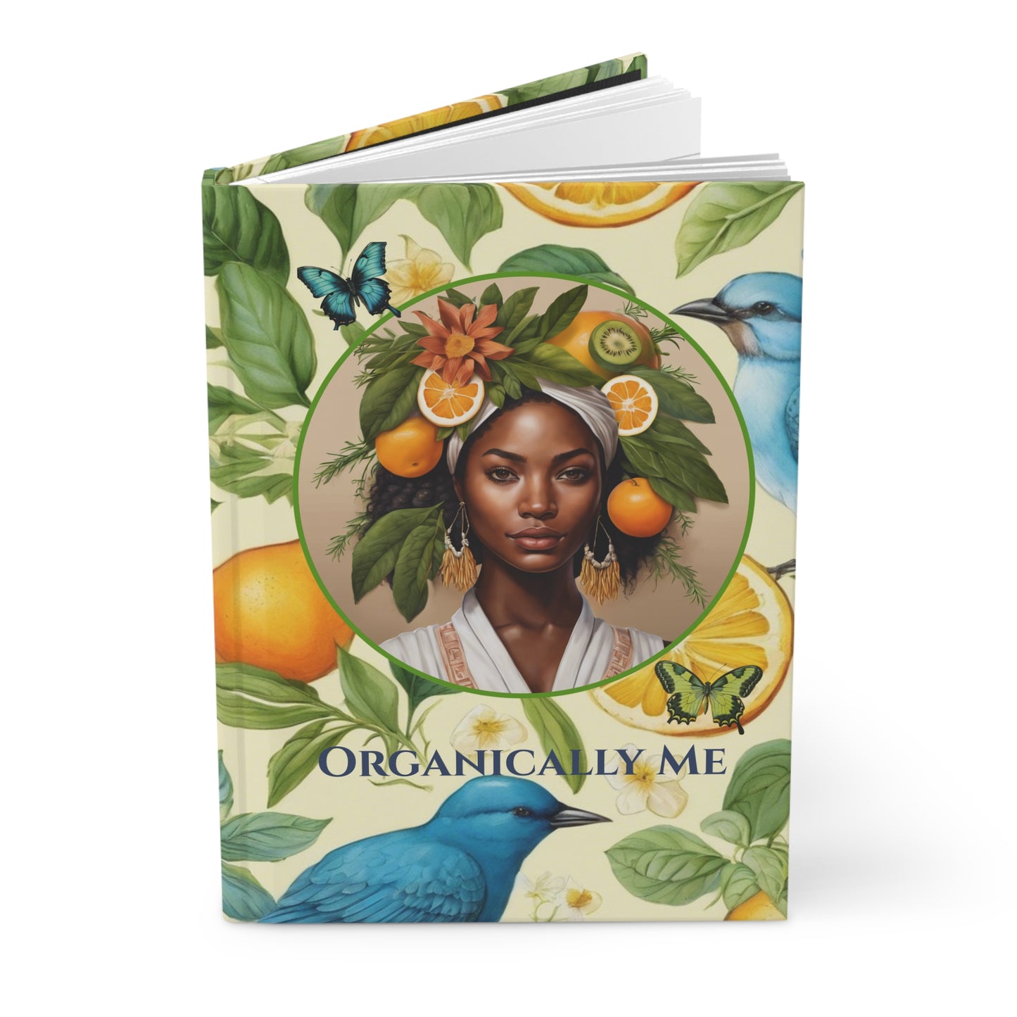 Organically Me A Lemon Bluebird Plant Garden & Vegan Hardcover Journal, Matte 150 pages, Black women