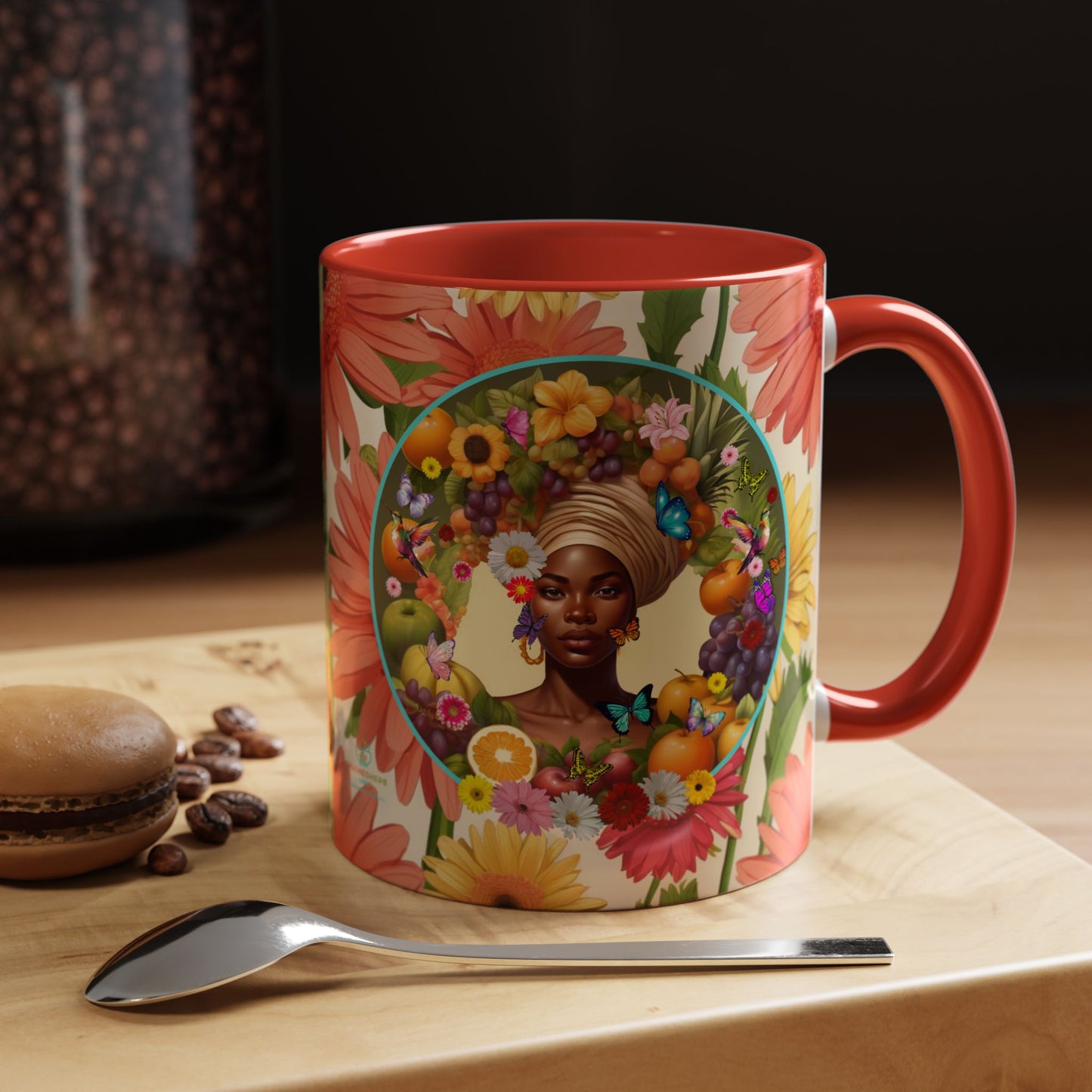 100% Organic Daisy Joy Plant Garden Vegan Ceramic Plant Mug, Black Woman Double Sided (11oz) 8 Color Combos