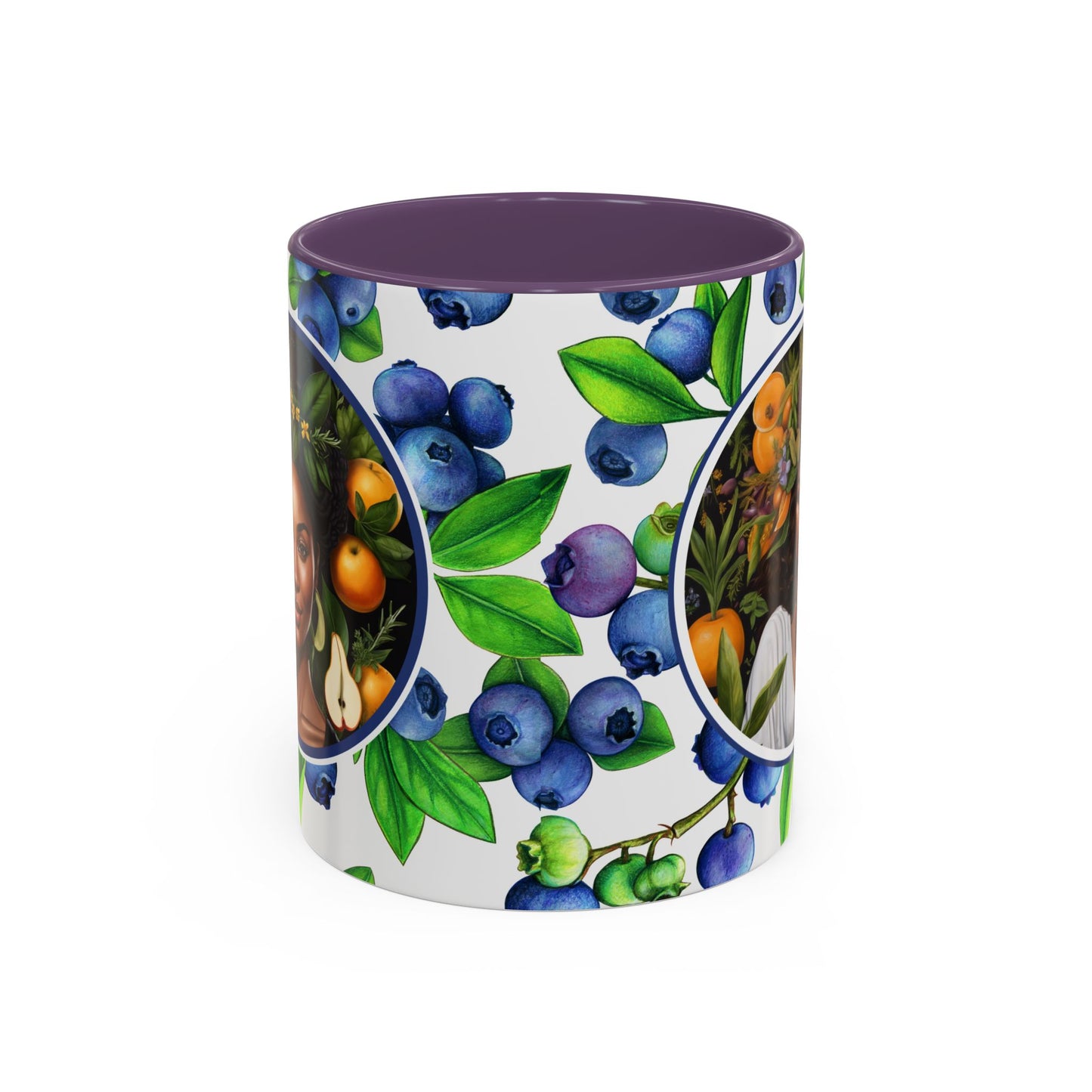 Organically Me Blueberry Plant Garden Vegan Ceramic Plant Mug with Black woman (11oz) 8 Color Combos