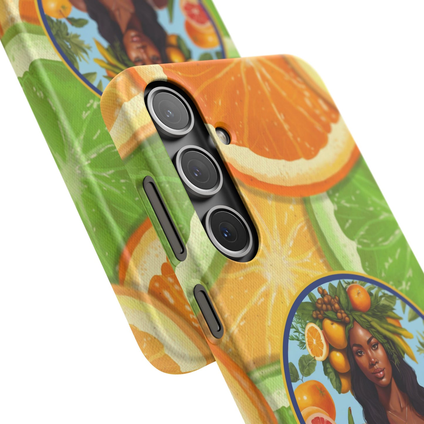 Organically Me Citrus Fruits Garden Snap Phone Case with Black Woman, Veggie Chic for Androids and iPhone models