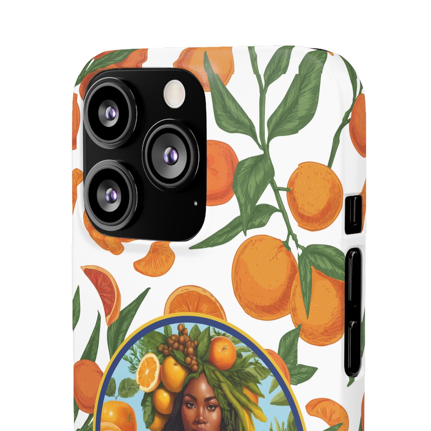 100% Organic Orange Plant Garden Snap Phone Case with Black Woman, Veggie Chic for Androids and iPhone models
