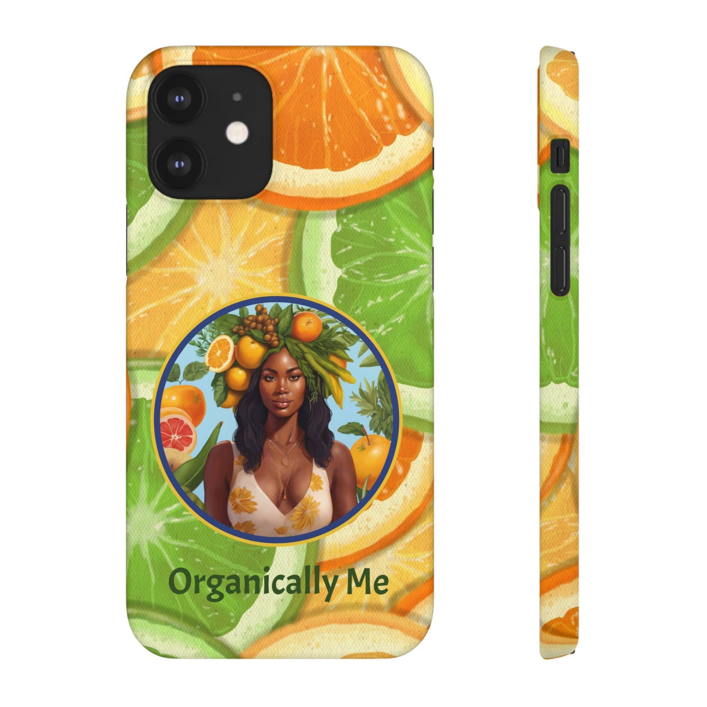Organically Me Citrus Fruits Garden Snap Phone Case with Black Woman, Veggie Chic for Androids and iPhone models