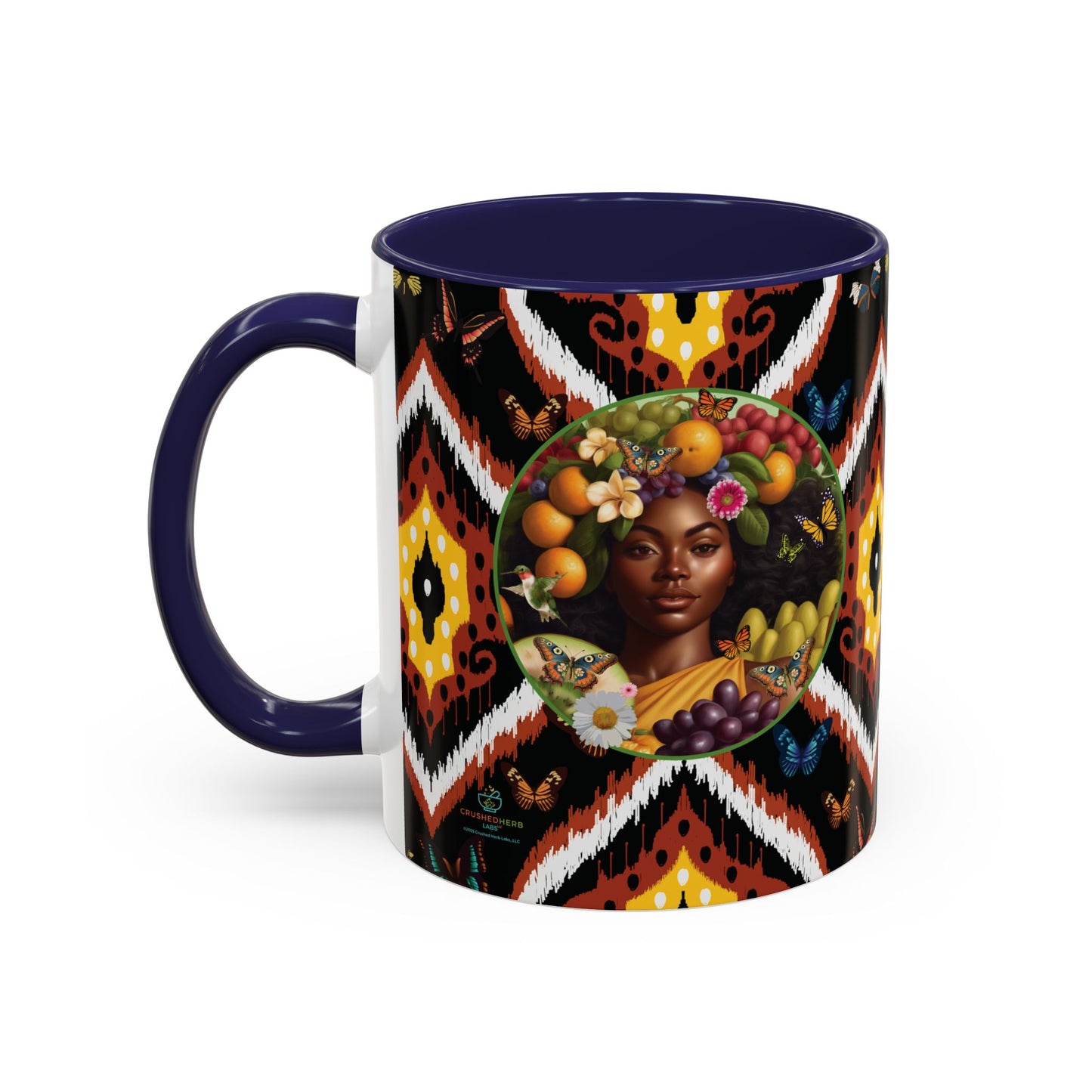 Organically Me A.1 Tribal Butterfly Plant Garden Vegan Ceramic Plant Mug with Black woman (11oz) 8 Color Combos
