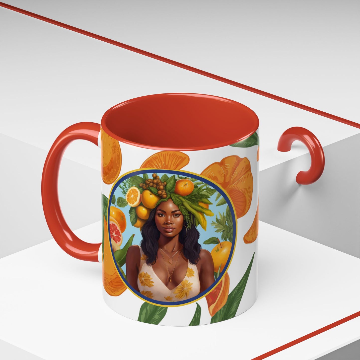 100% Organic Orange Plant Garden Vegan Ceramic Plant Mug with Black woman (11oz) 8 Color Combos