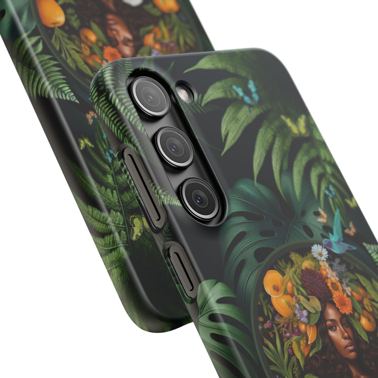 100% Organic A Fern Monstera Plant Garden Snap Phone Case with Black Woman, for iPhone and Android Models