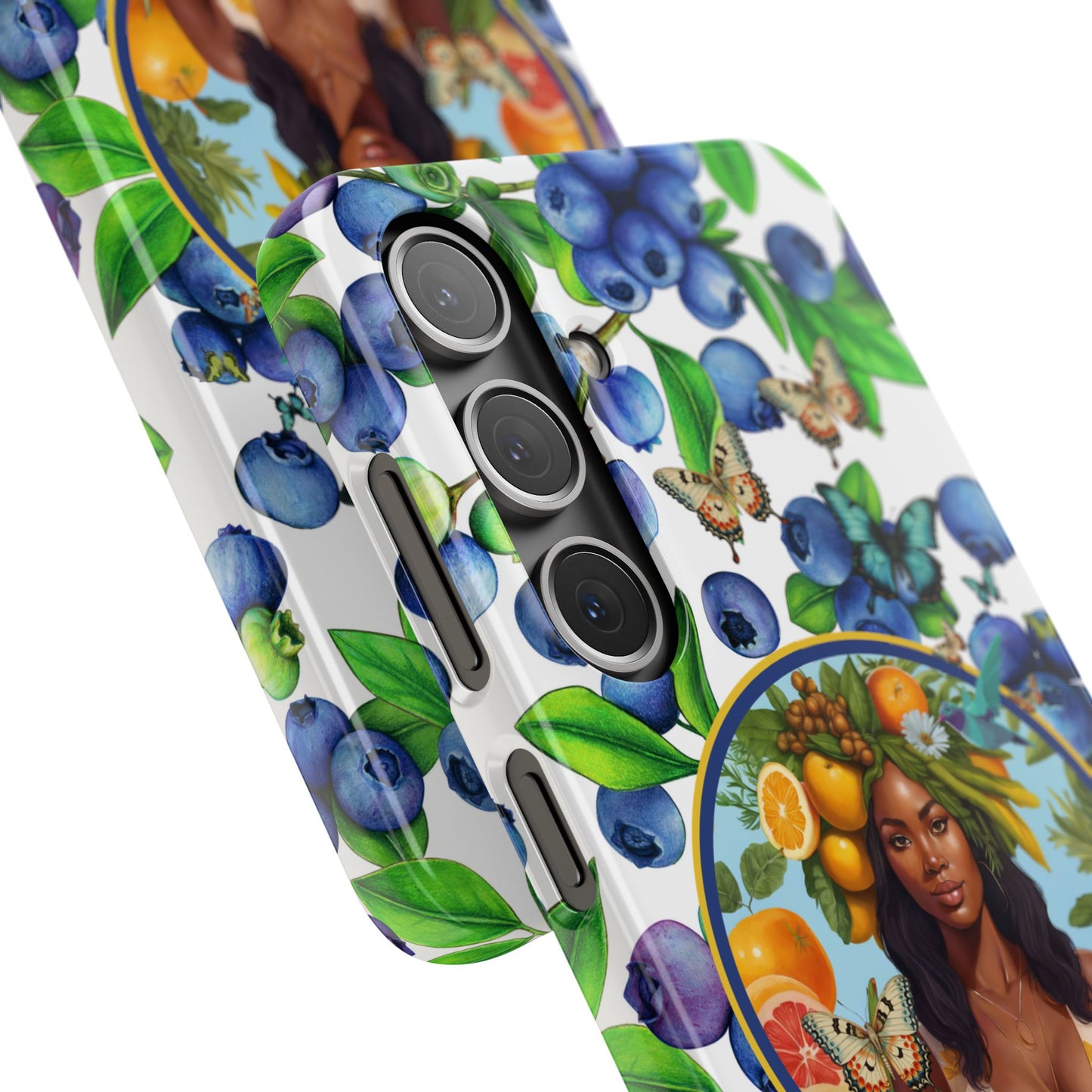 Organically Me Blueberry Plant B Garden Snap Phone Case with Black Woman, for iPhone and Android