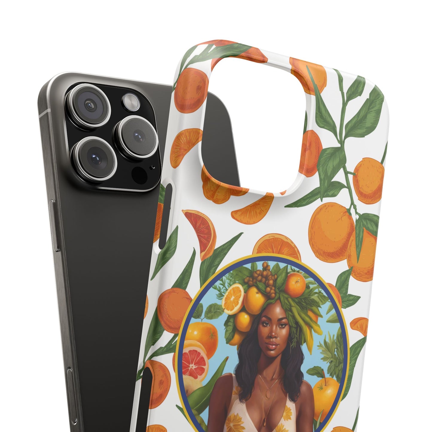 100% Organic Orange Plant Garden Snap Phone Case with Black Woman, Veggie Chic for Androids and iPhone models