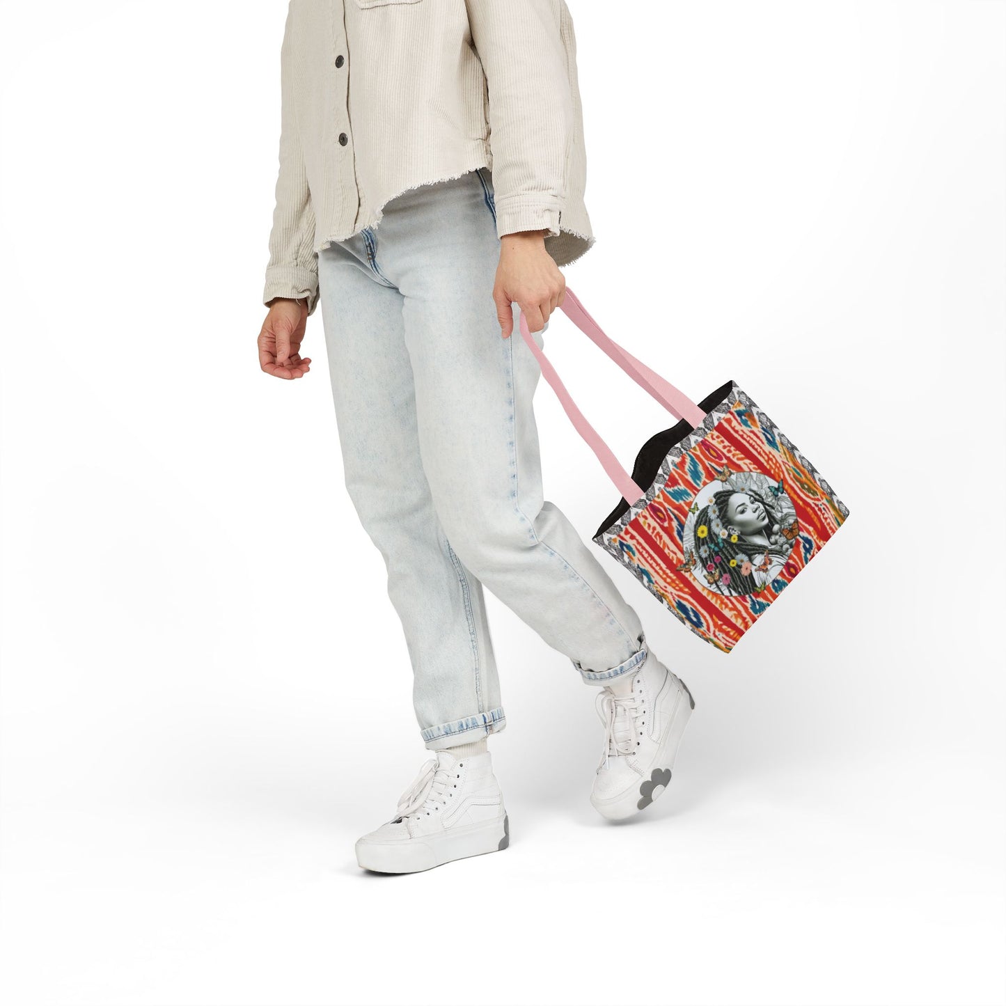 100% Me Ikat Laney Locs Garden-themed 13" tote bag, purse, workout bag, yoga bag with Black Women