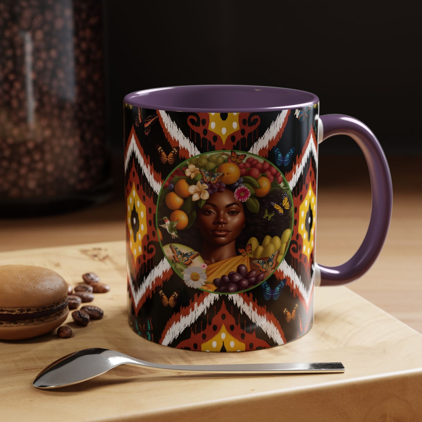 Organically Me A.1 Tribal Butterfly Plant Garden Vegan Ceramic Plant Mug with Black woman (11oz) 8 Color Combos