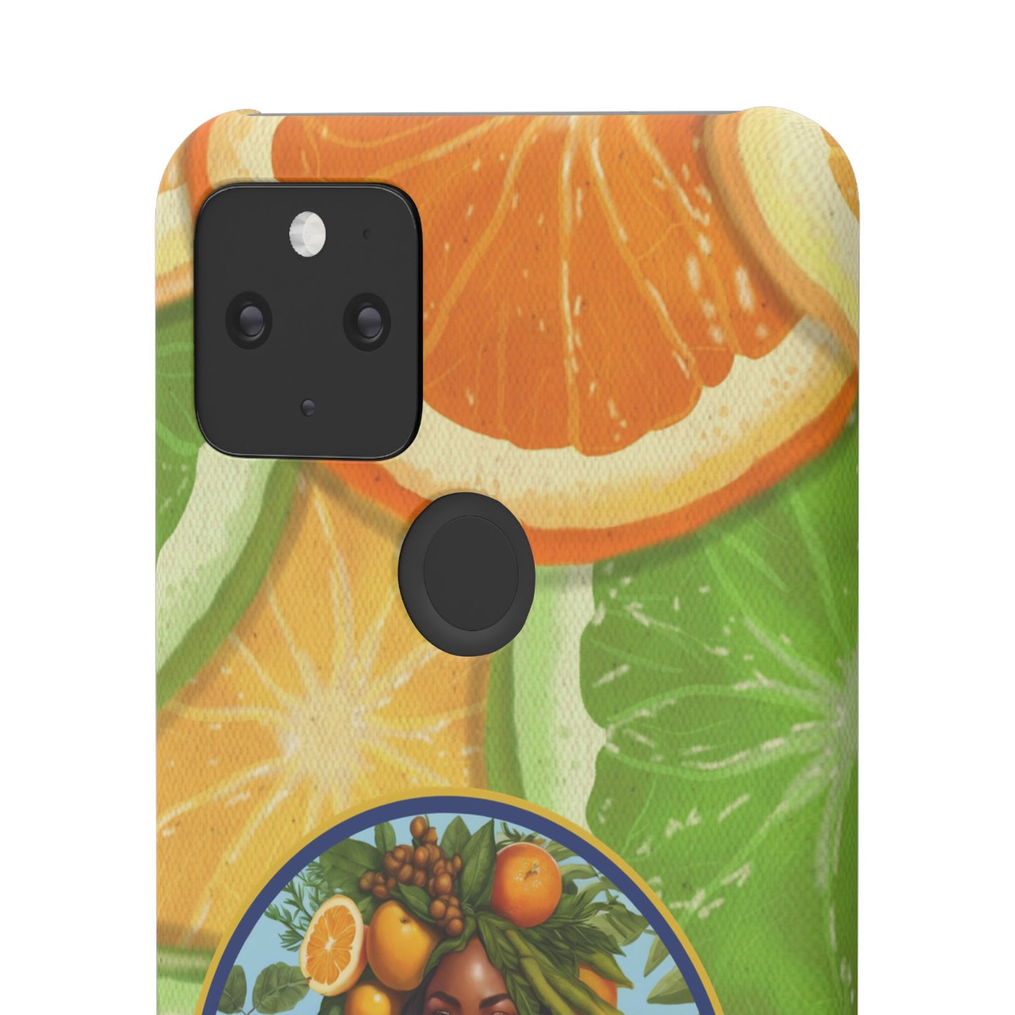 Organically Me Citrus Fruits Garden Snap Phone Case with Black Woman, Veggie Chic for Androids and iPhone models