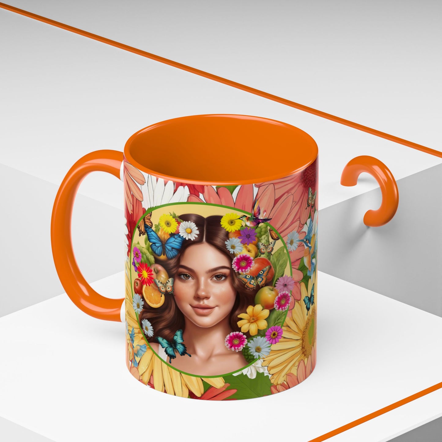 100% Organic Gerber Joy3 Plant Garden Vegan Ceramic Plant Mug with Woman (11oz) 8 Color Combos