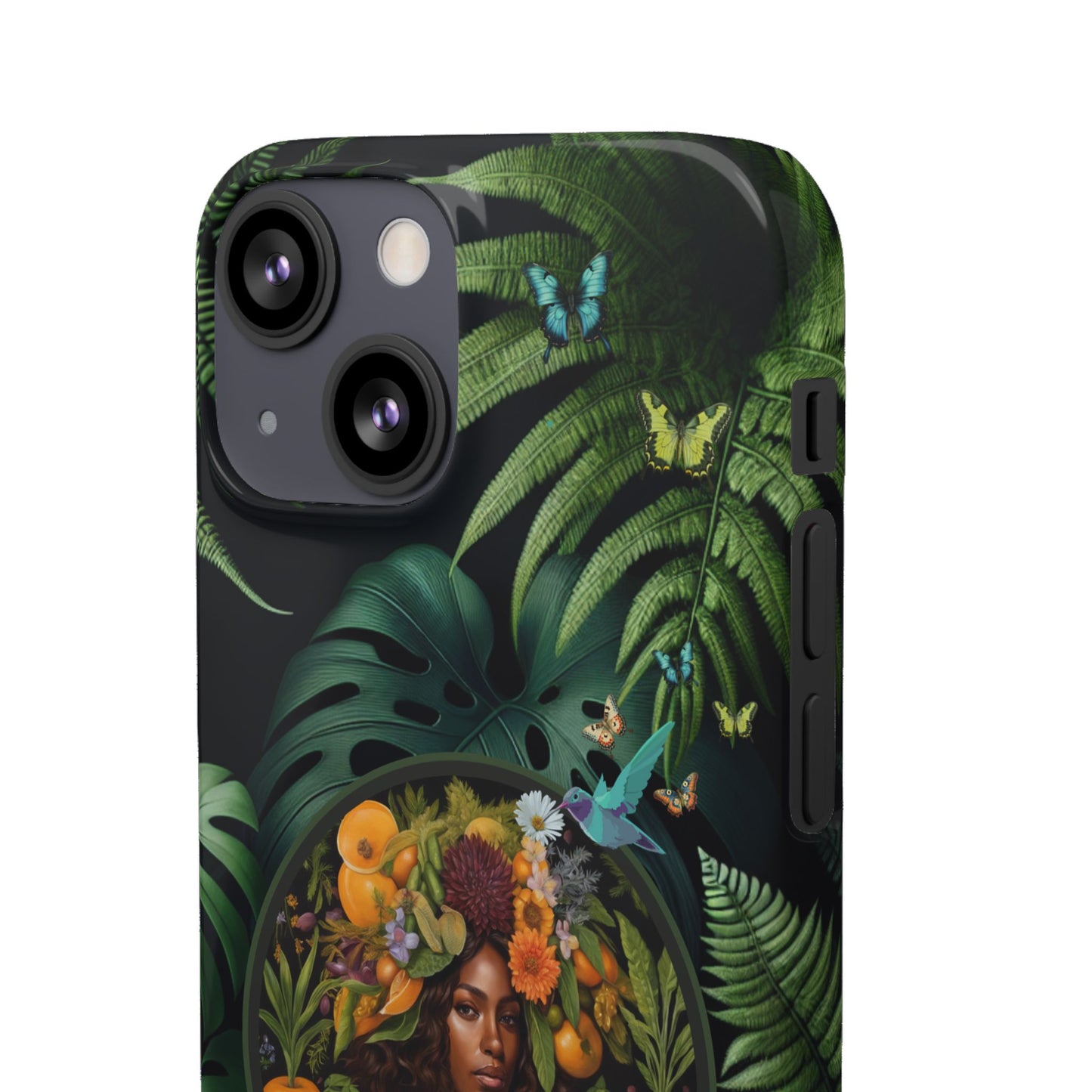 100% Organic A Fern Monstera Plant Garden Snap Phone Case with Black Woman, for iPhone and Android Models