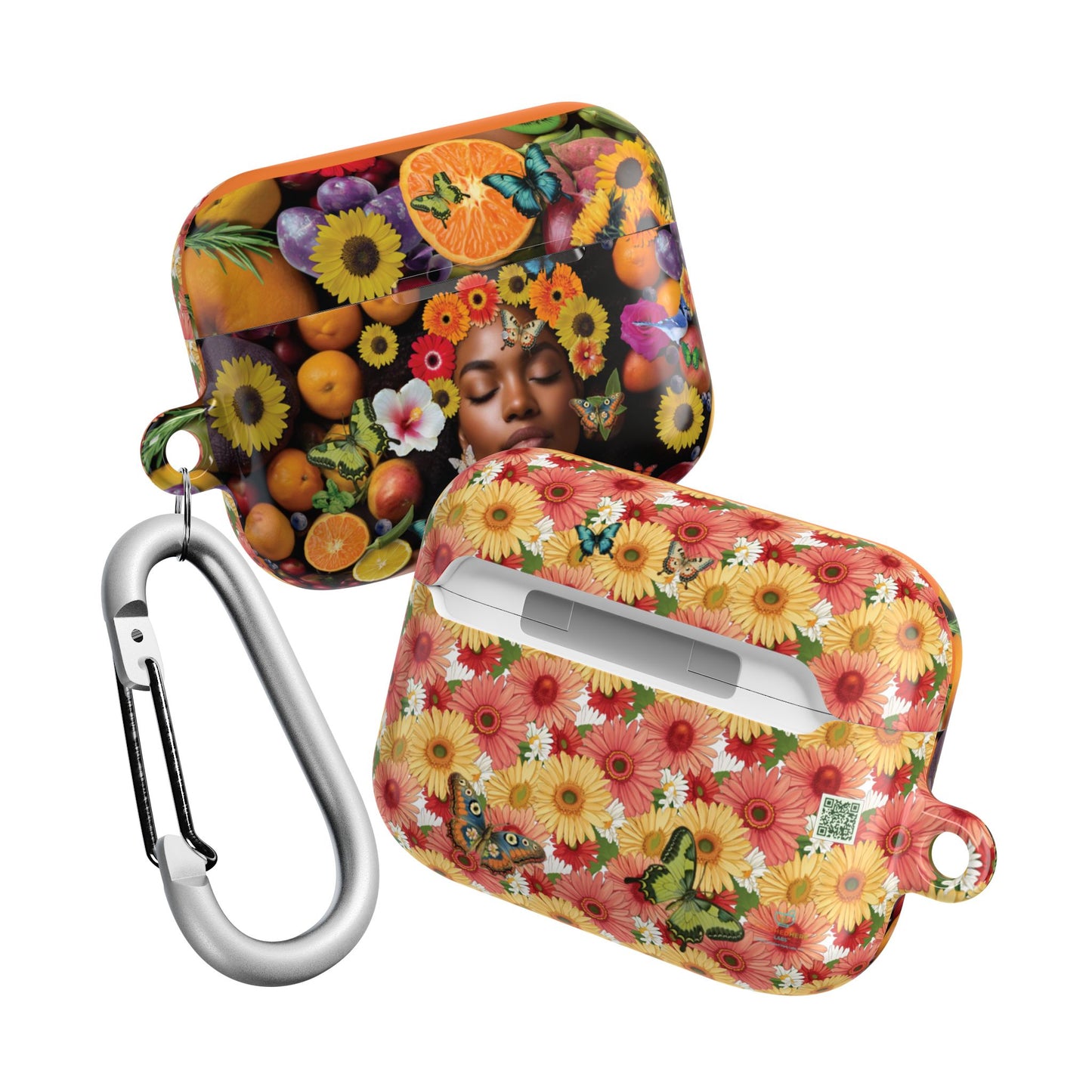 Cultural & Floral Garden Themed AirPods with Butterflies, Plants & Black Woman for AirPods Pro Gen 1 & 2, AirPods Gen 1, Gen 2, Gen 3