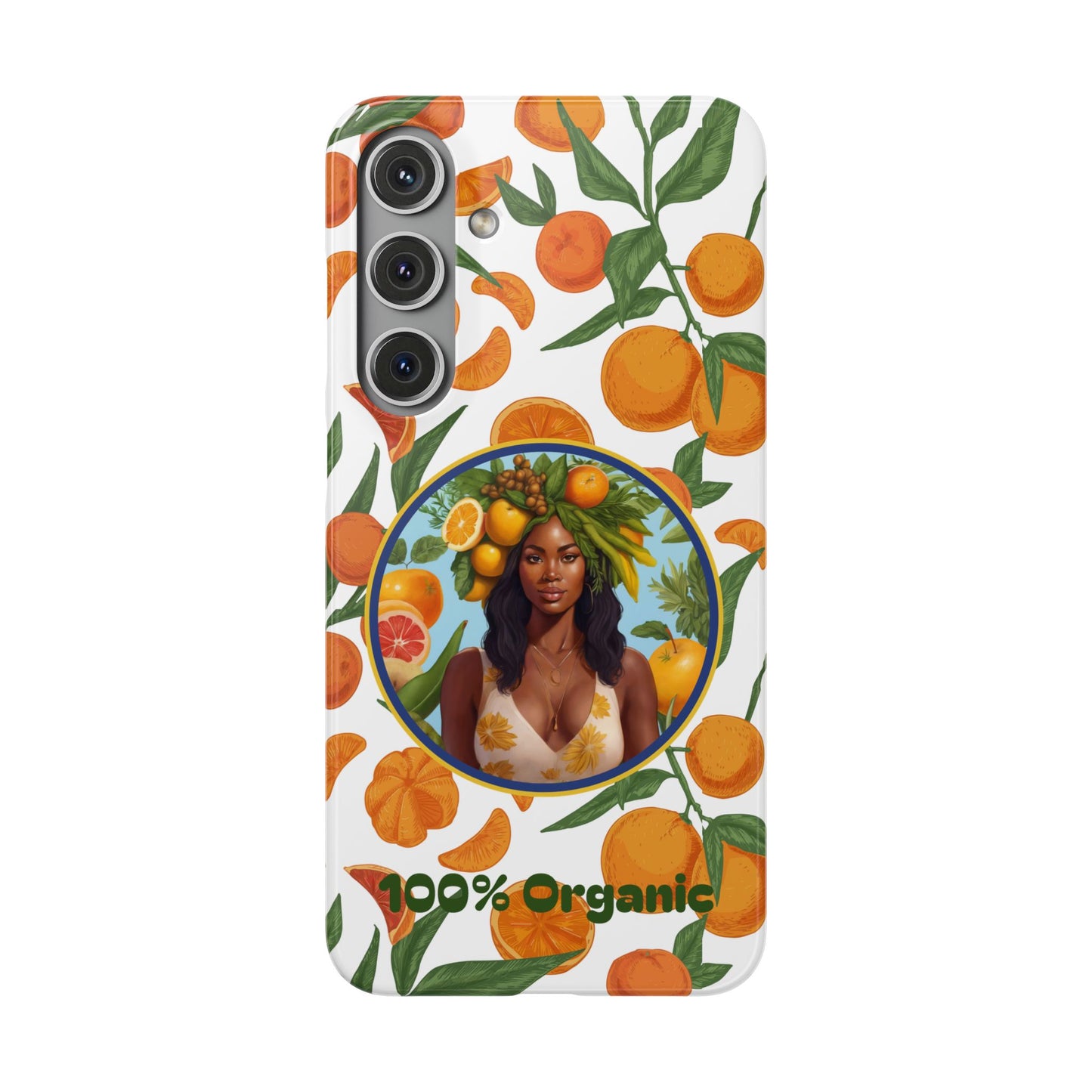 100% Organic Orange Plant Garden Snap Phone Case with Black Woman, Veggie Chic for Androids and iPhone models