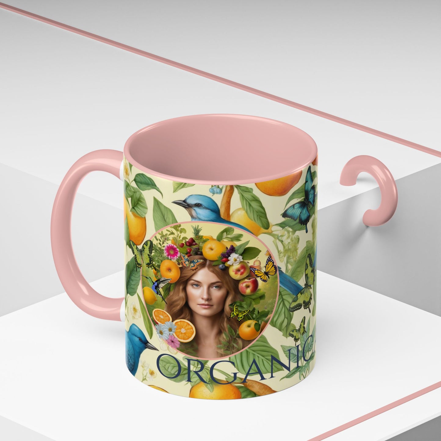 Organically Me A Lemon Bluebird Leda Plant Garden Vegan Ceramic Plant Mug with Black woman (11oz) 8 Color Combos
