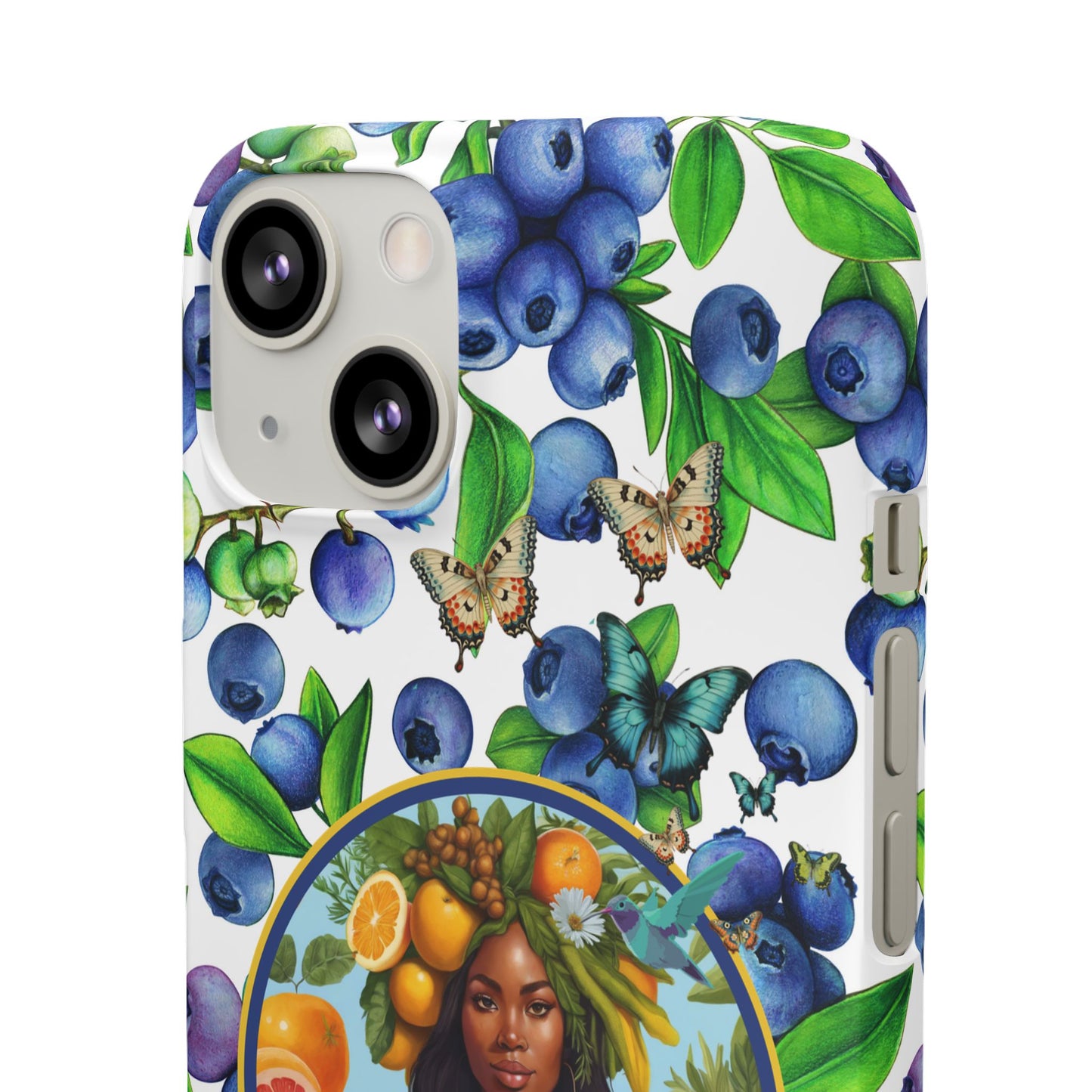 Organically Me Blueberry Plant B Garden Snap Phone Case with Black Woman, for iPhone and Android