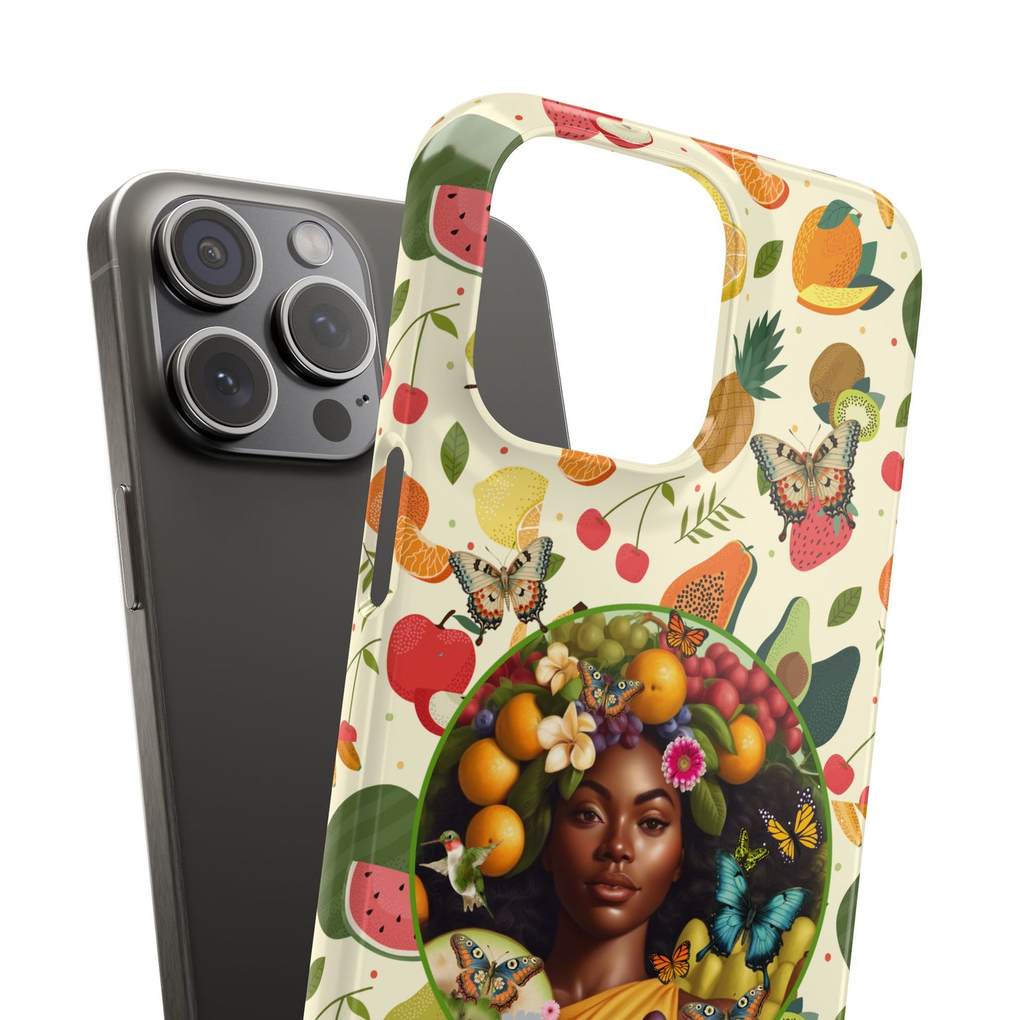 Organically Me Fruit & Veggie Queen Plant Garden Snap Phone Case with Black Woman, for iPhone and Android
