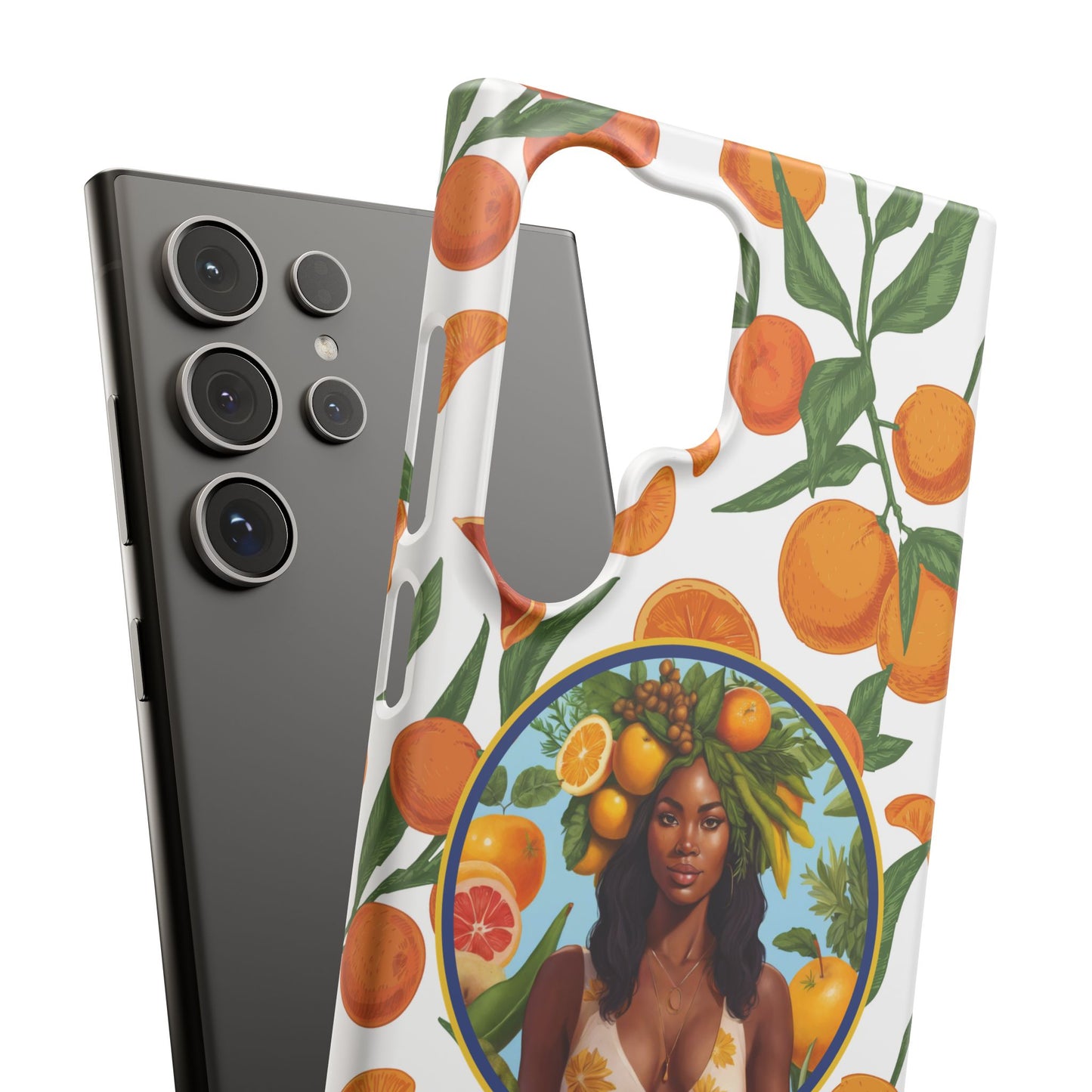 100% Organic Orange Plant Garden Snap Phone Case with Black Woman, Veggie Chic for Androids and iPhone models