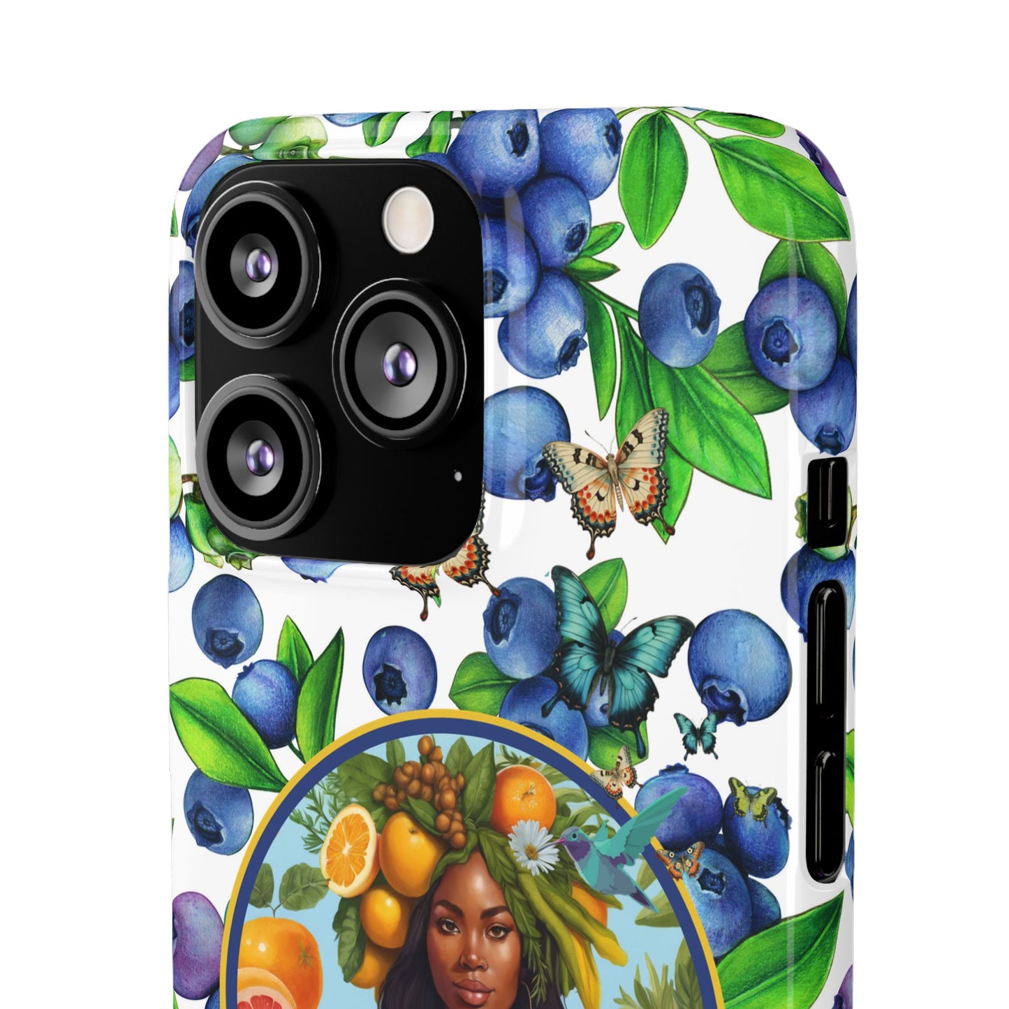 Organically Me Blueberry Plant B Garden Snap Phone Case with Black Woman, for iPhone and Android