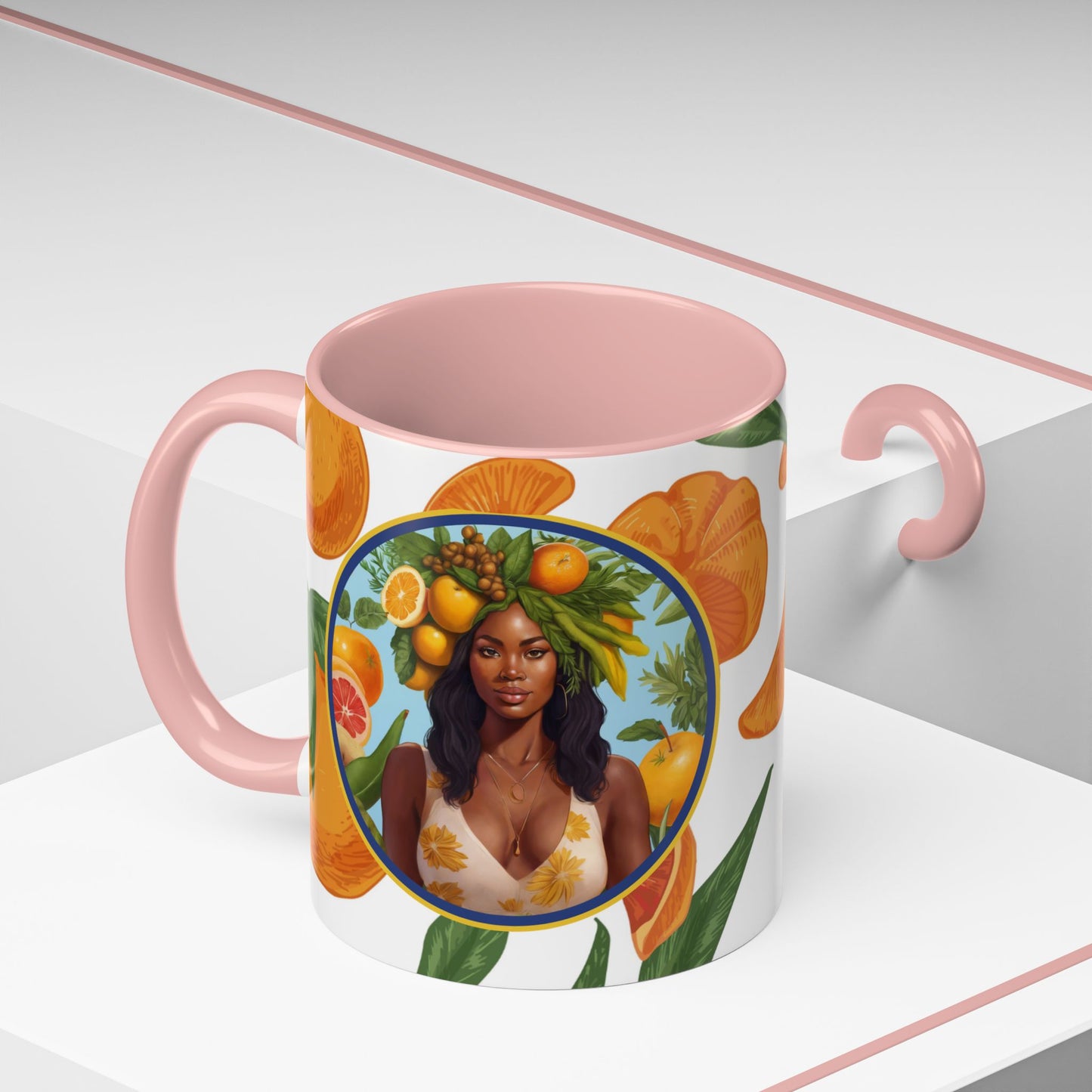 100% Organic Orange Plant Garden Vegan Ceramic Plant Mug with Black woman (11oz) 8 Color Combos